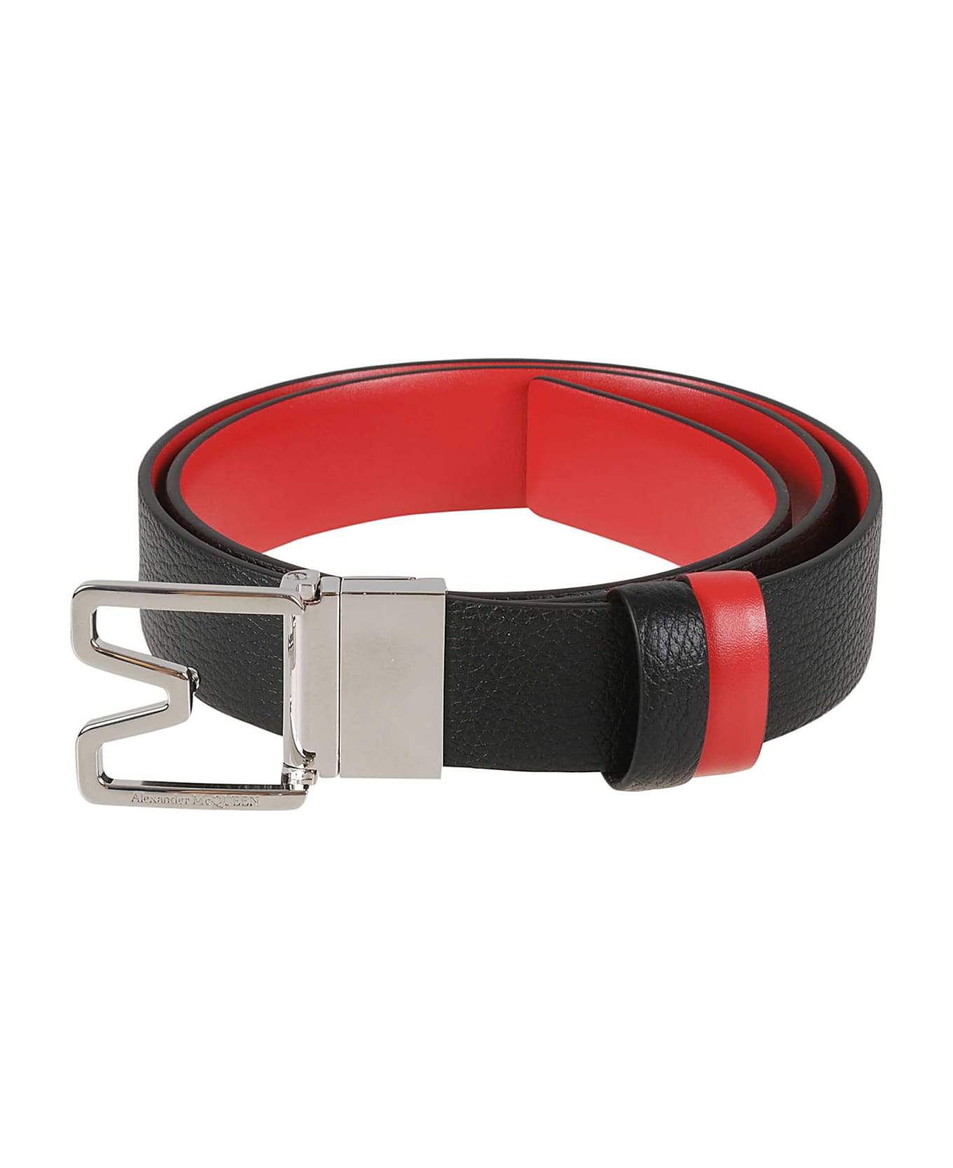 Alexander McQueen Sharp Reversible Belt - Black/Red