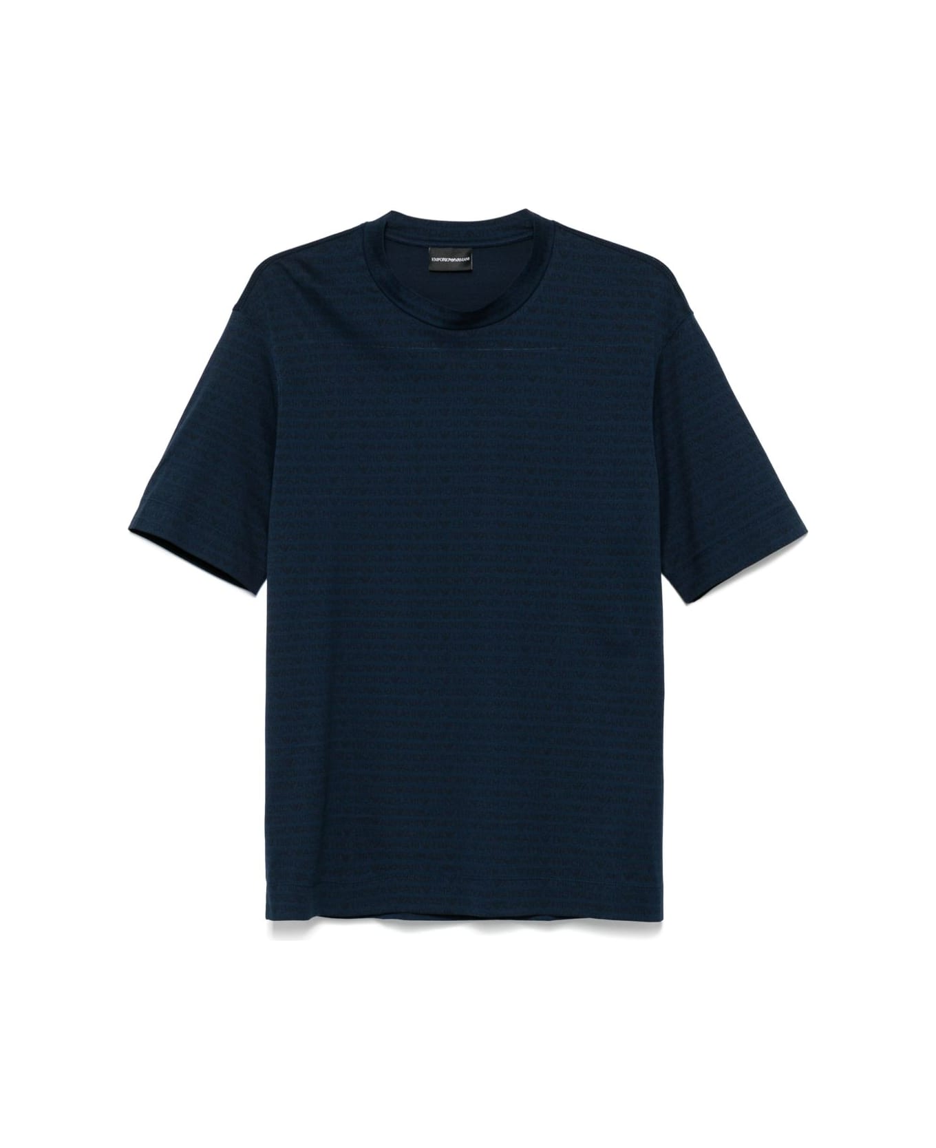 Emporio Armani Allover Logo Cotton T-shirt - Blue