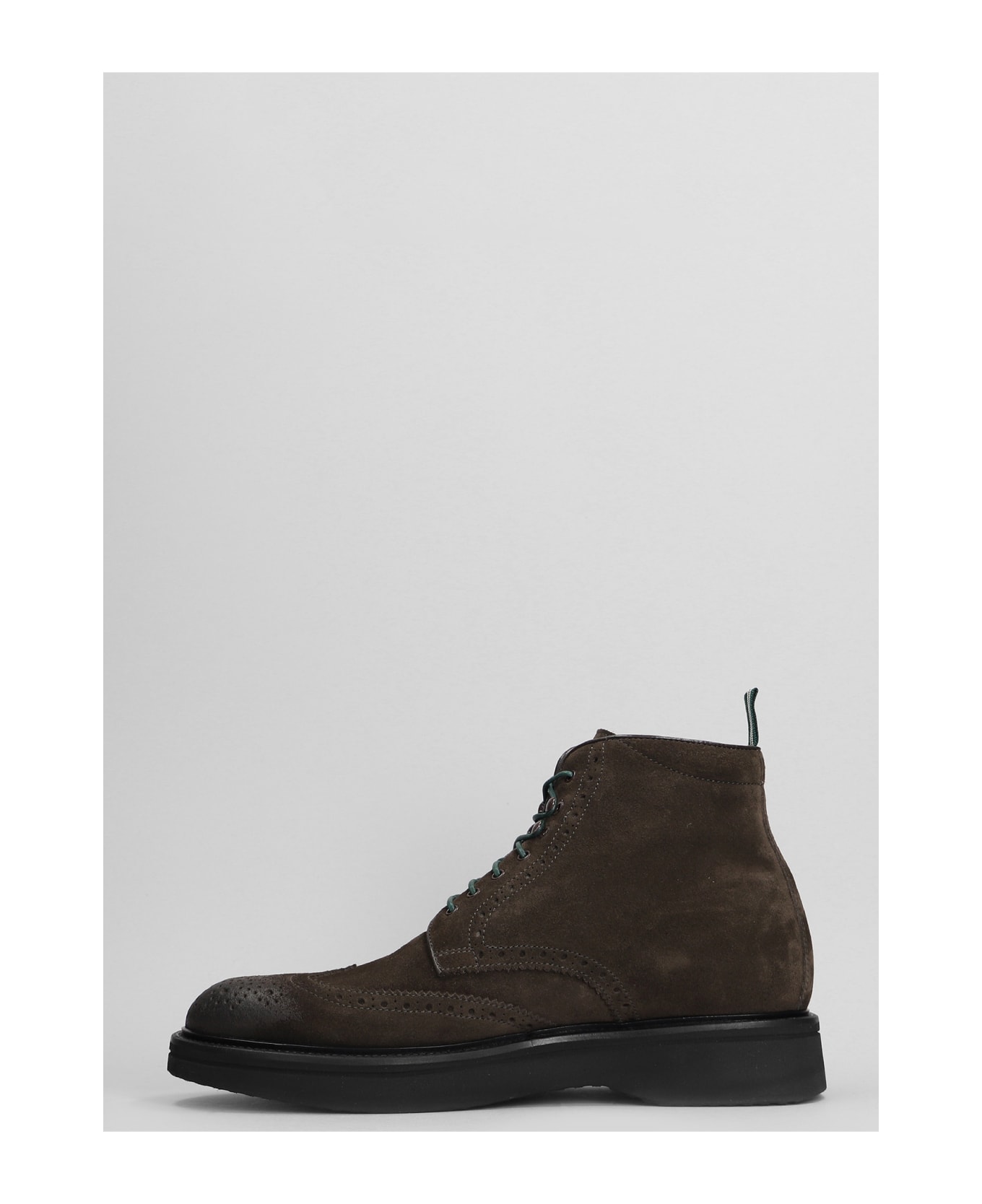 Green George Lace Up Shoes In Brown Suede - brown