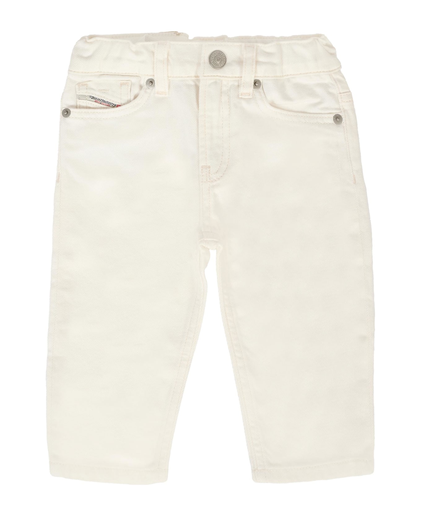 Diesel White Trousers For Baby Boy With Logo - White