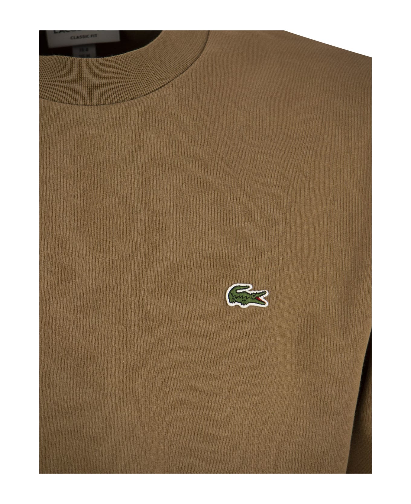 Lacoste Jogger Sweatshirt In Brushed Organic Cotton - Camel