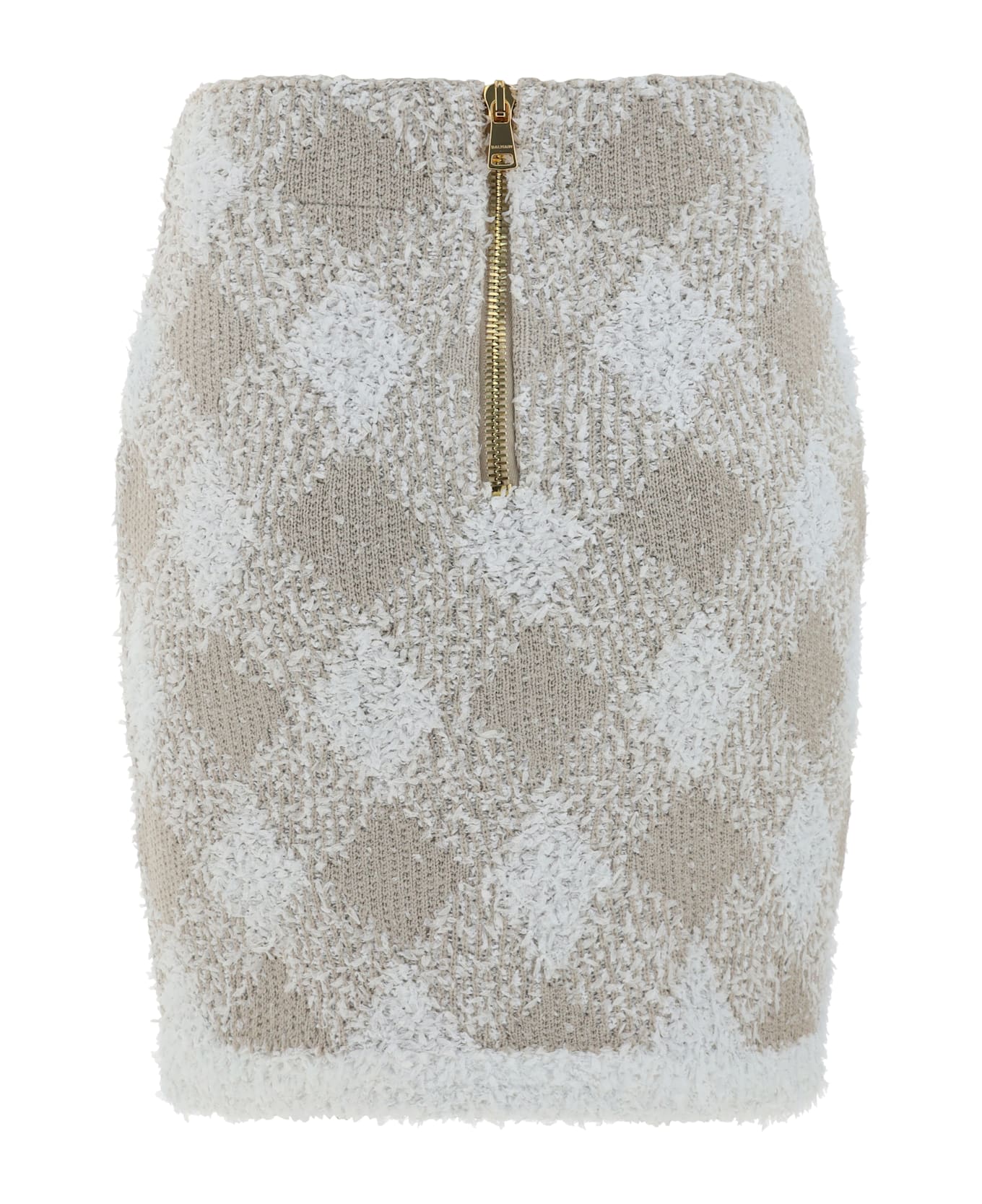 Balmain Midi Skirt - Blanc/ Beige