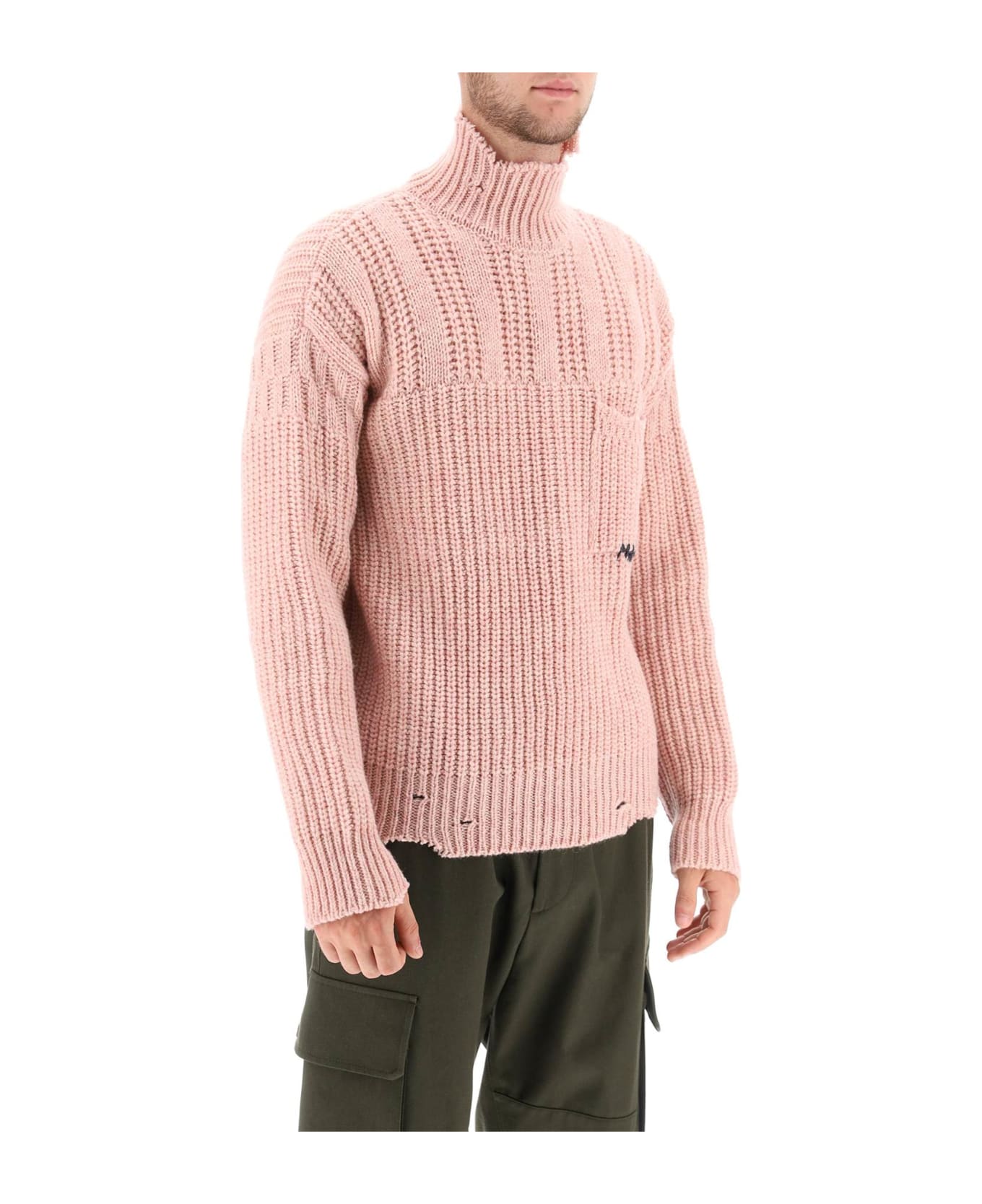 Marni Funnel-neck Sweater In Destroyed-effect Wool - 00c20