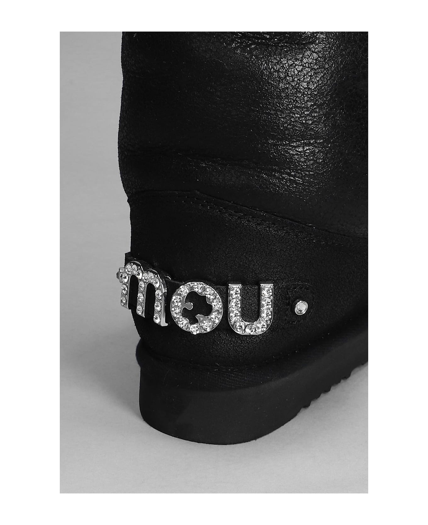 Mou Eskimo 40 Low Heels Boots In Black Leather - black