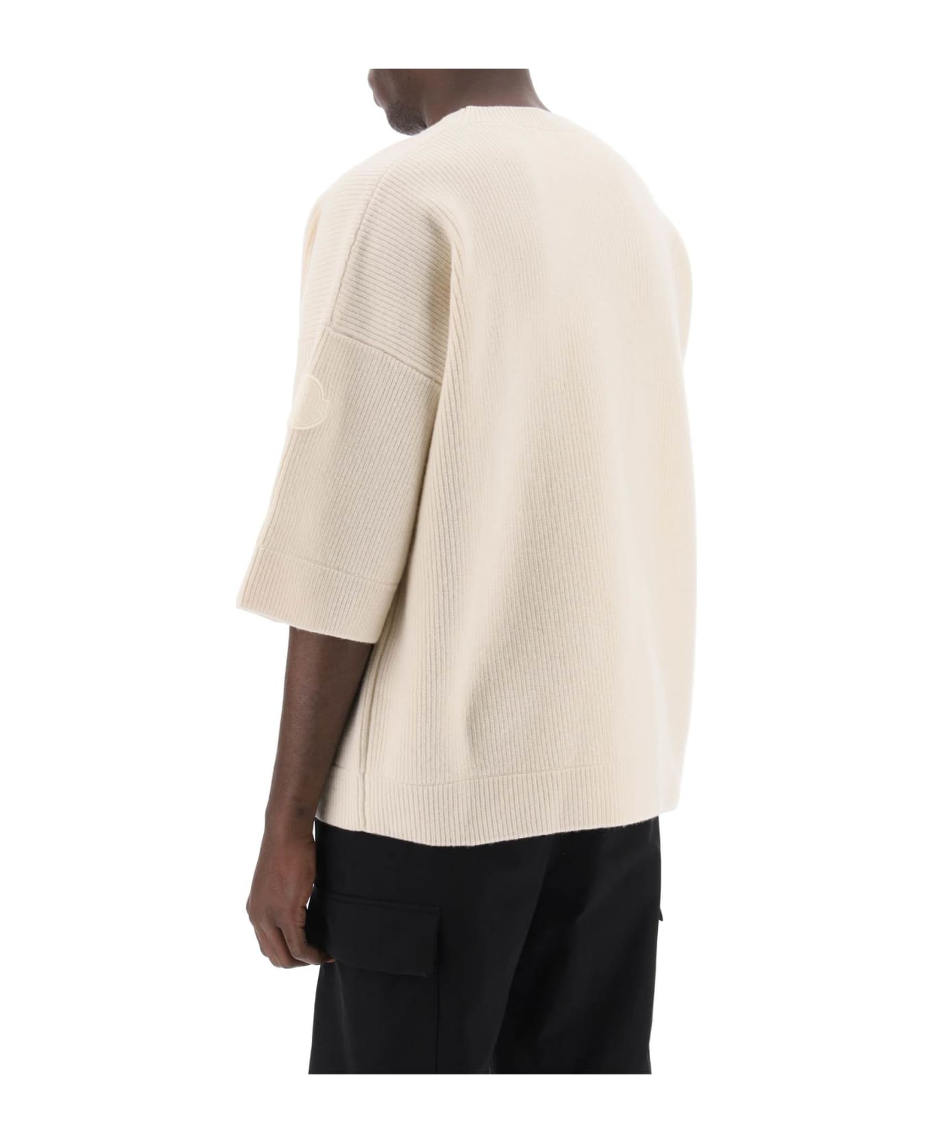 Moncler Short-sleeved Wool Sweater - WHITE (White)