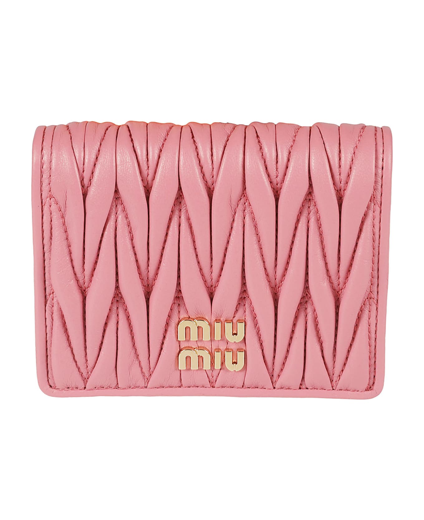 Miu Miu Matelassé Snap Button Wallet - Begonia