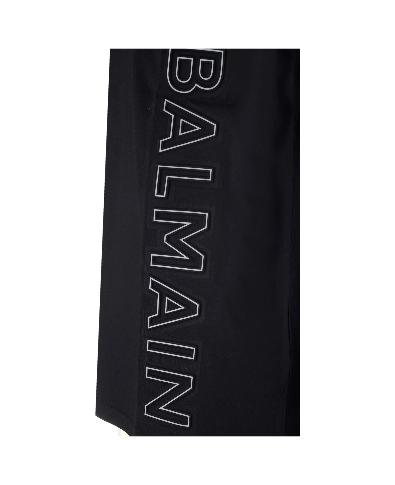 Balmain Black T-shirt With Embossed Logo - Noir/gris シャツ