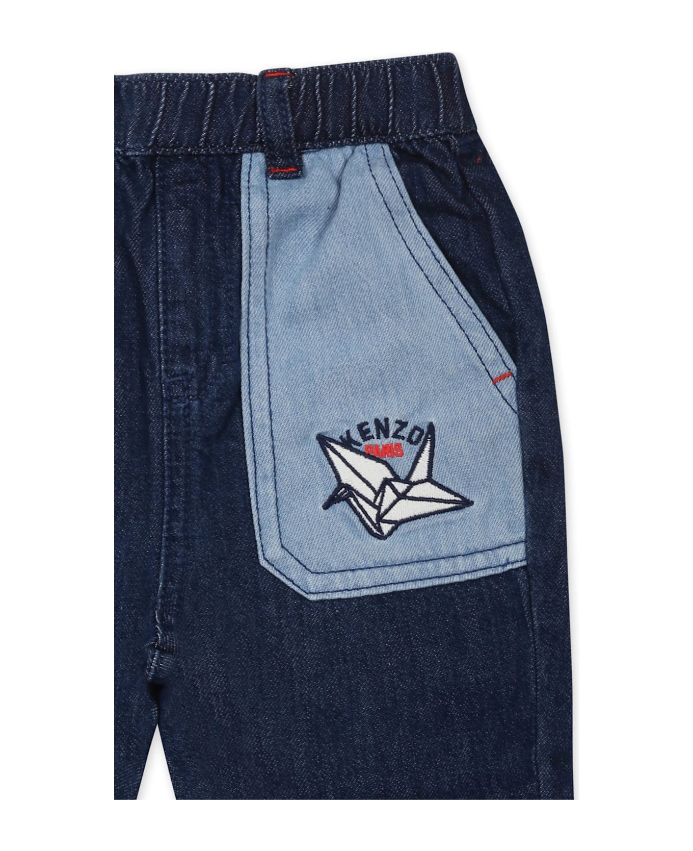 Kenzo Kids Denim Jeans For Baby Boy With Logo - Denim