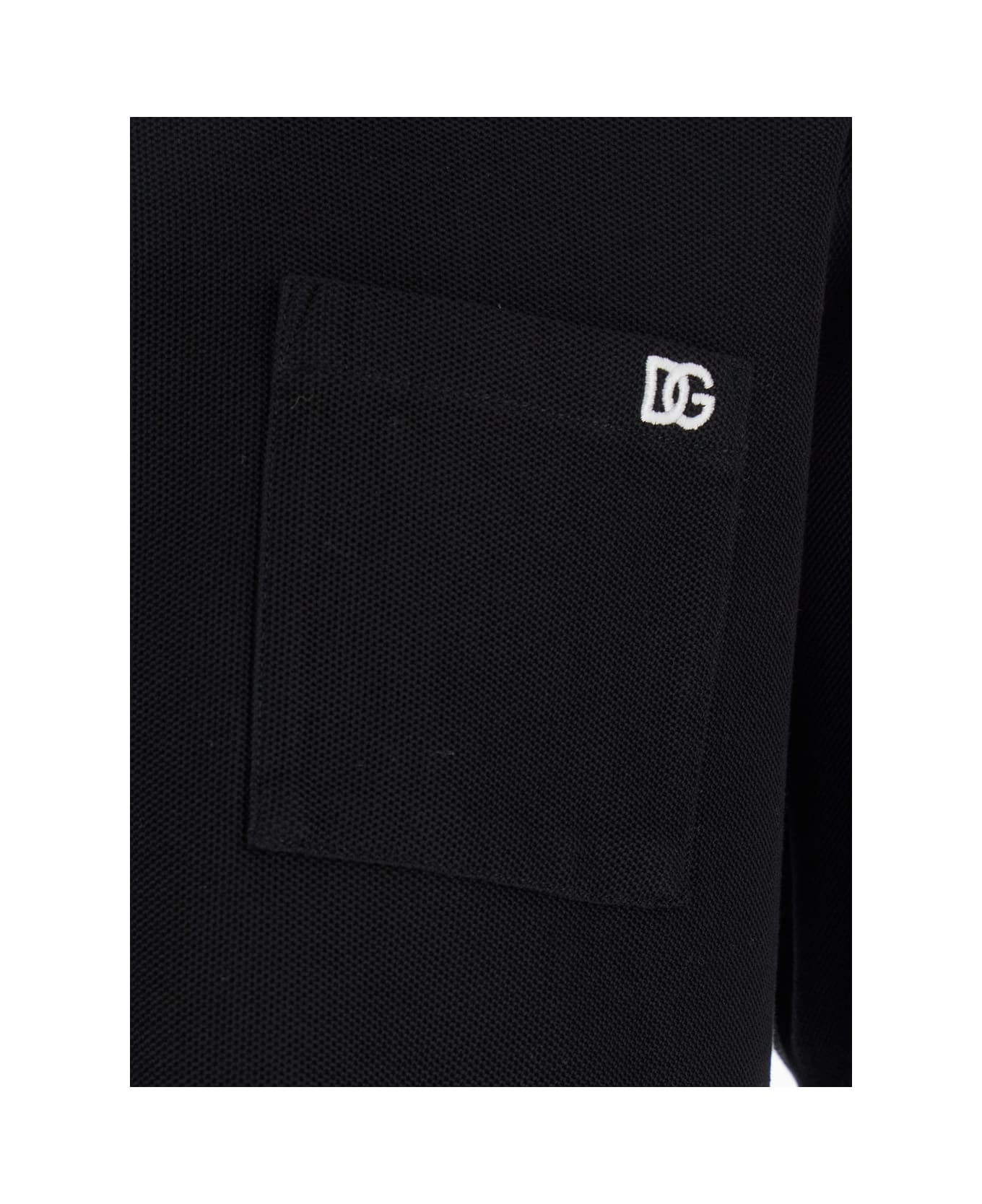 Dolce 
Gabbana Black Crewneck T-shirt With Logo Embroidery On The Front In Cotton Man - Black