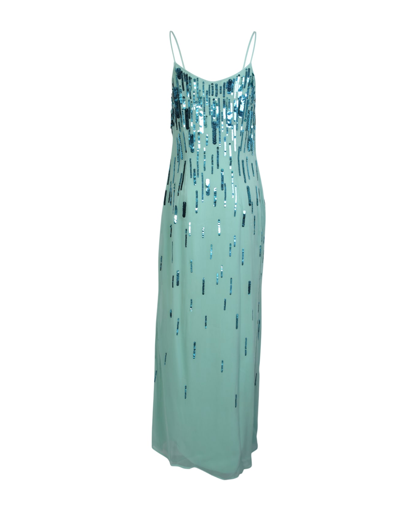 Amen Sequin Embroidered Long Dress - Blue