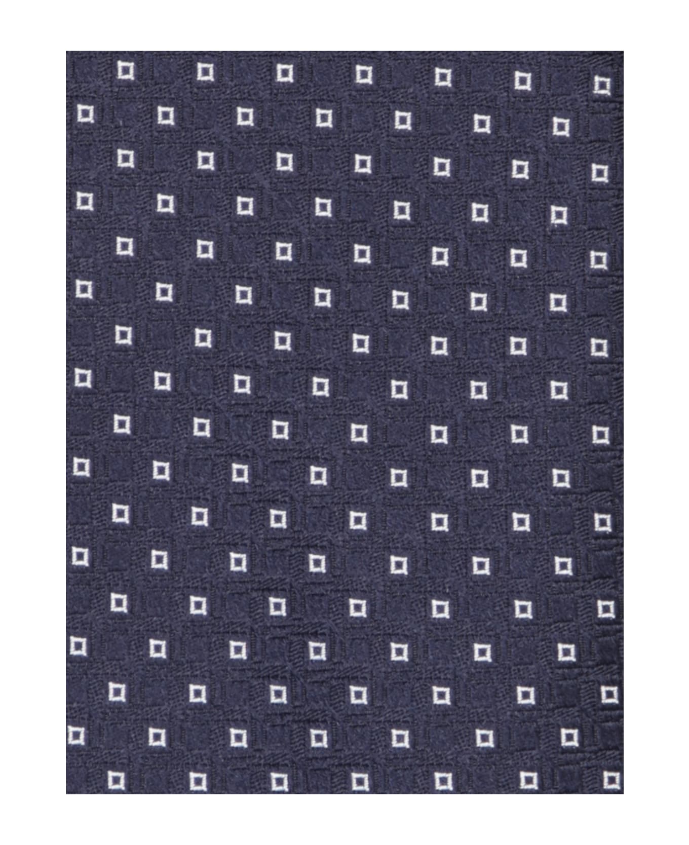 Canali Micropattern Square White/blue Tie - Blue