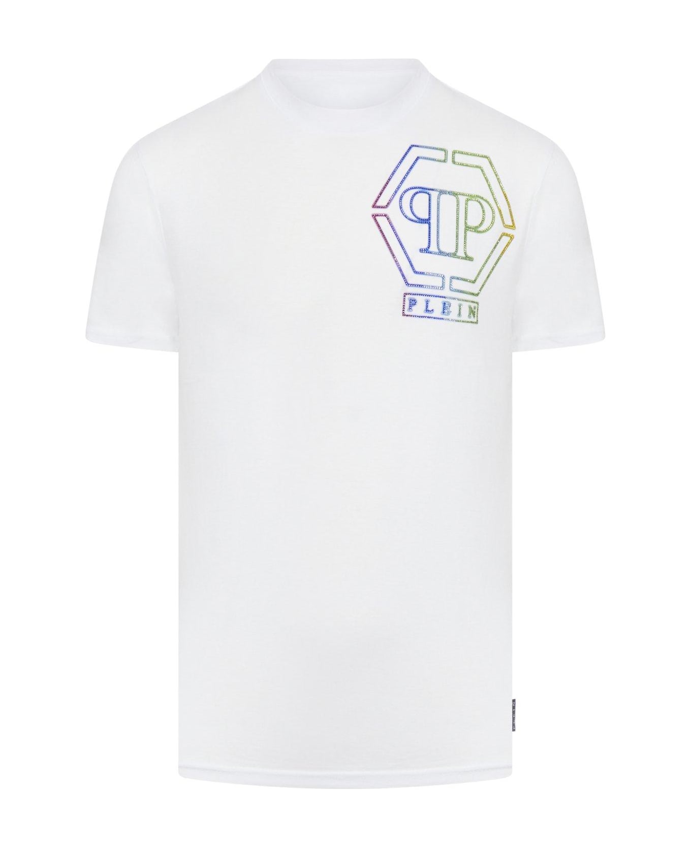 Philipp Plein Logo Embellished Crewneck T-shirt - WHITE