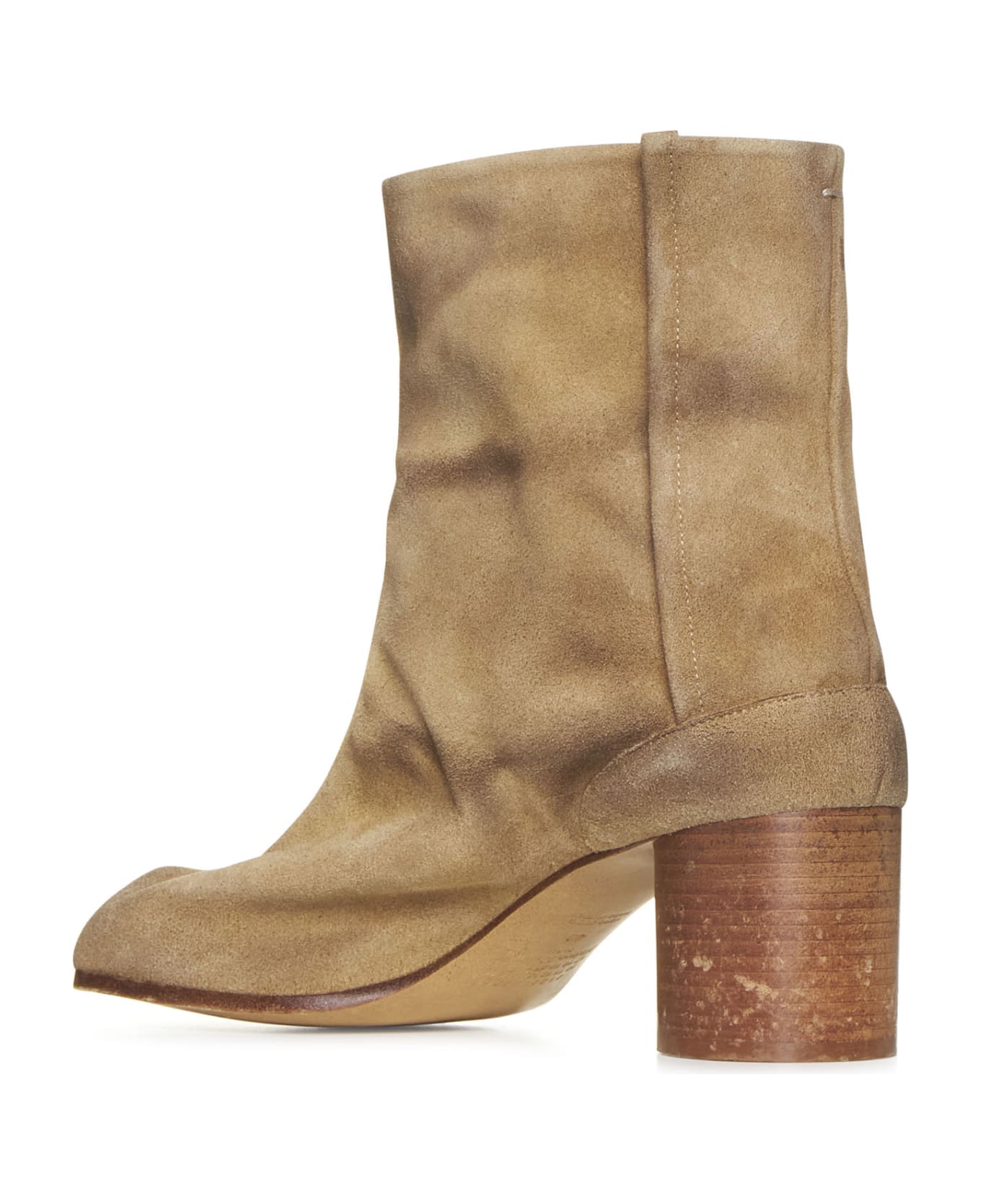 Maison Margiela Tabi Ankle Boots In Camel Suede - Beige ブーツ