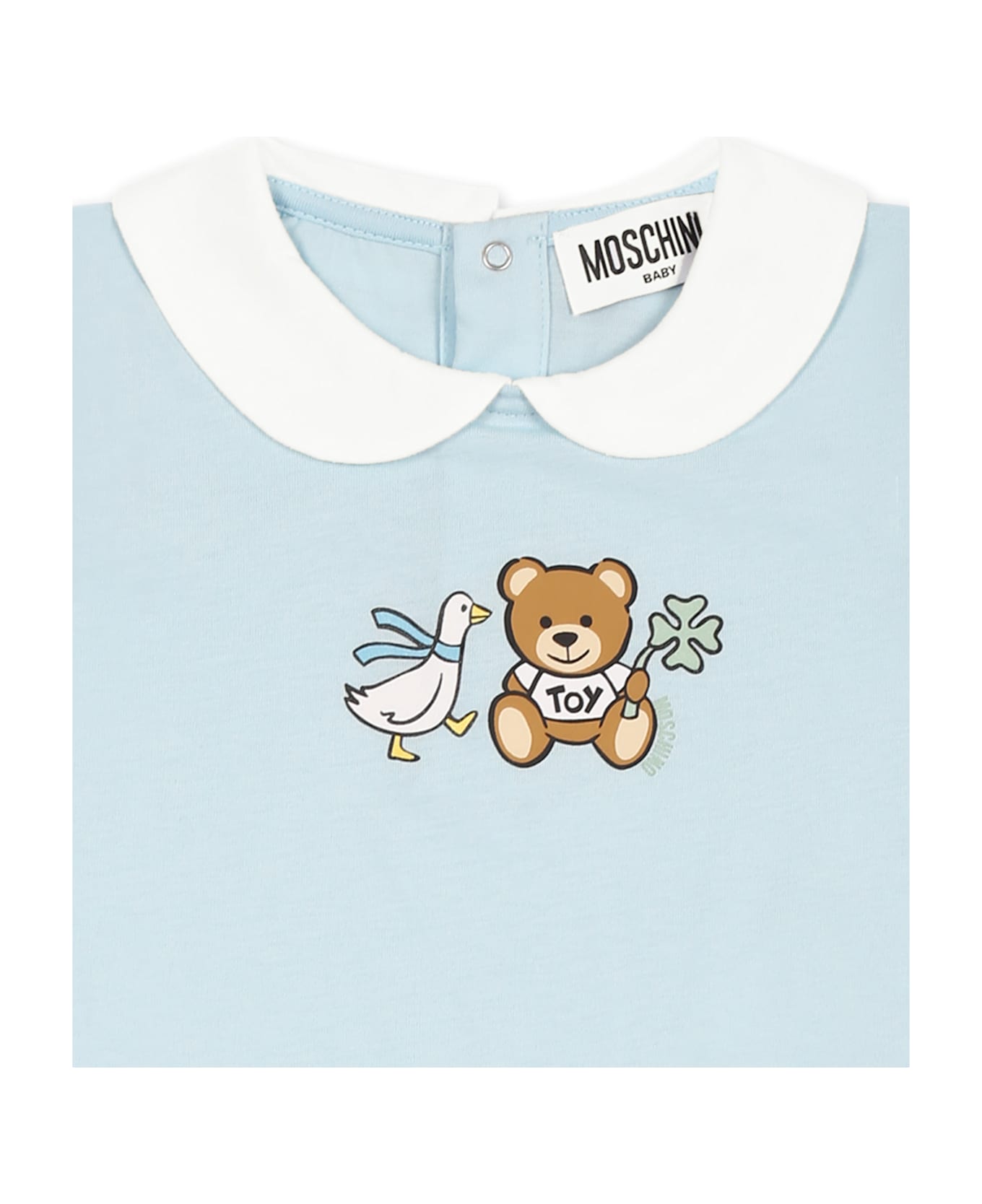 Moschino Light Blue Romper For Baby Boy With Teddy Bear - Light Blue