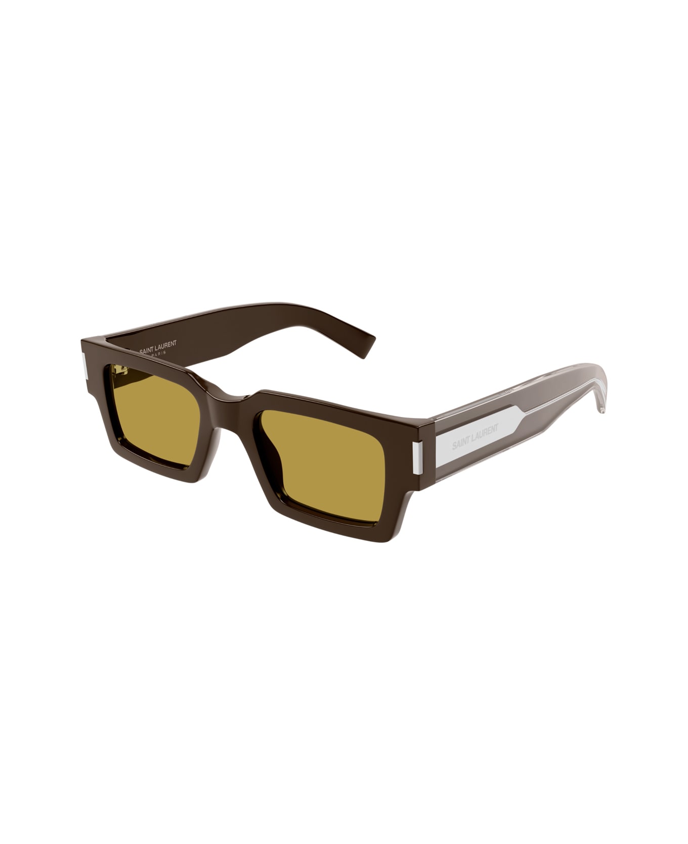 Saint Laurent Eyewear Saint Laurent Sl 572 Linea Corner Angle 007 Brown Crystal Sunglasses - Marrone