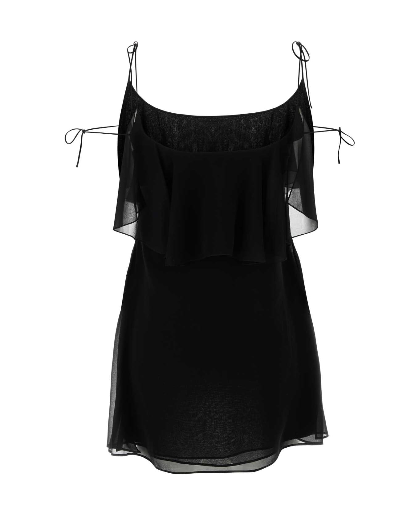 Saint Laurent Black Silk Mini Dress - NOIR