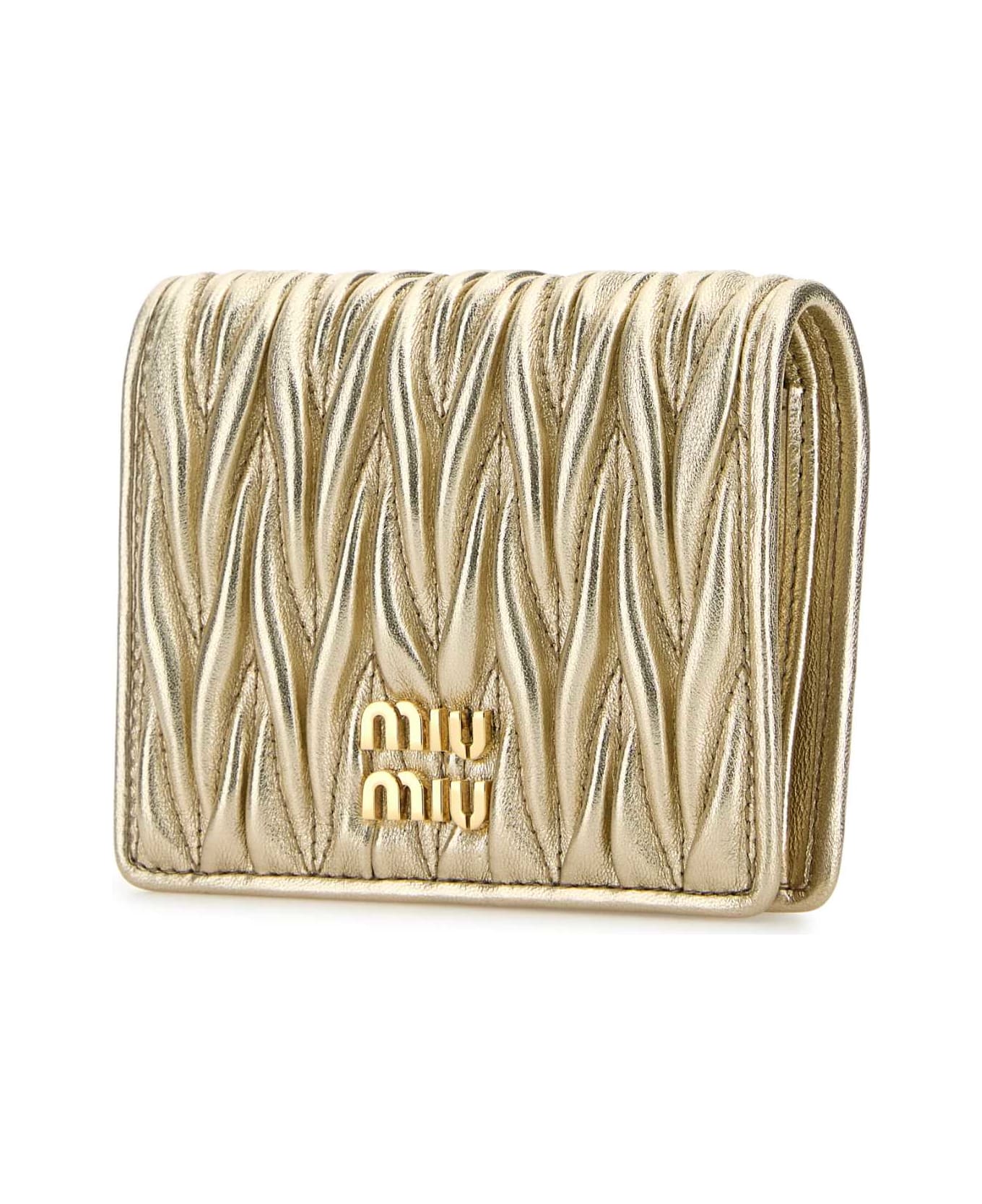 Miu Miu Gold Leather Wallet - PIRITE
