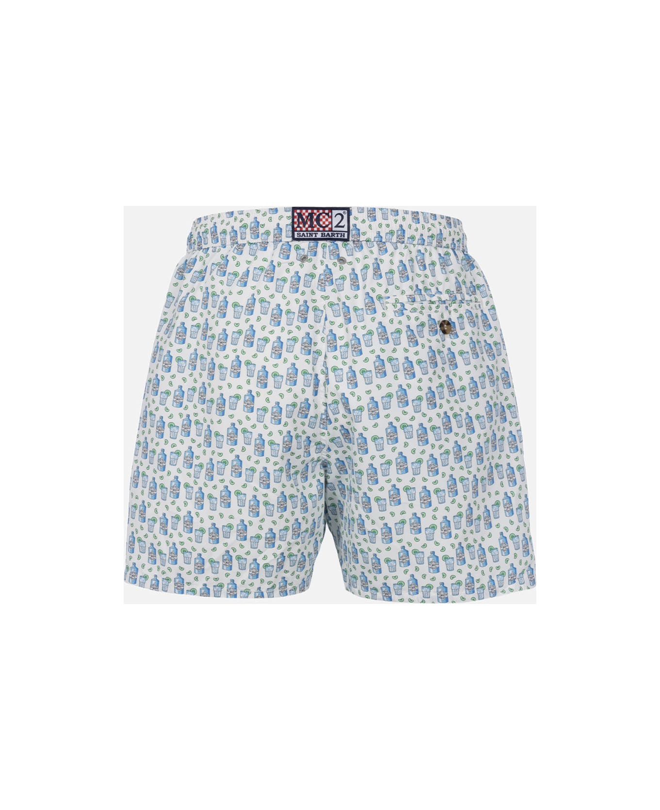 MC2 Saint Barth Man Lightweight Fabric Swim-shorts Lighting Micro Fantasy With Gin Tonic Print - WHITE スイムトランクス