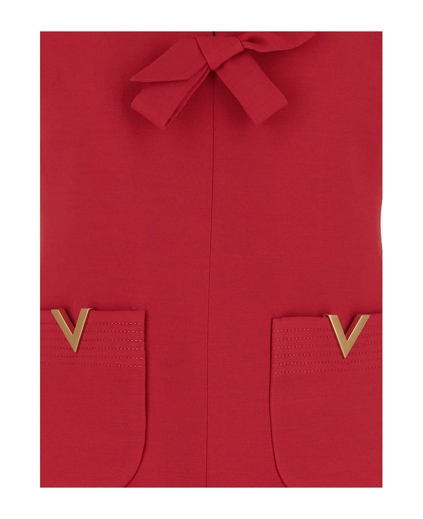 Valentino Short Dress In Crepe Couture - Rosso
