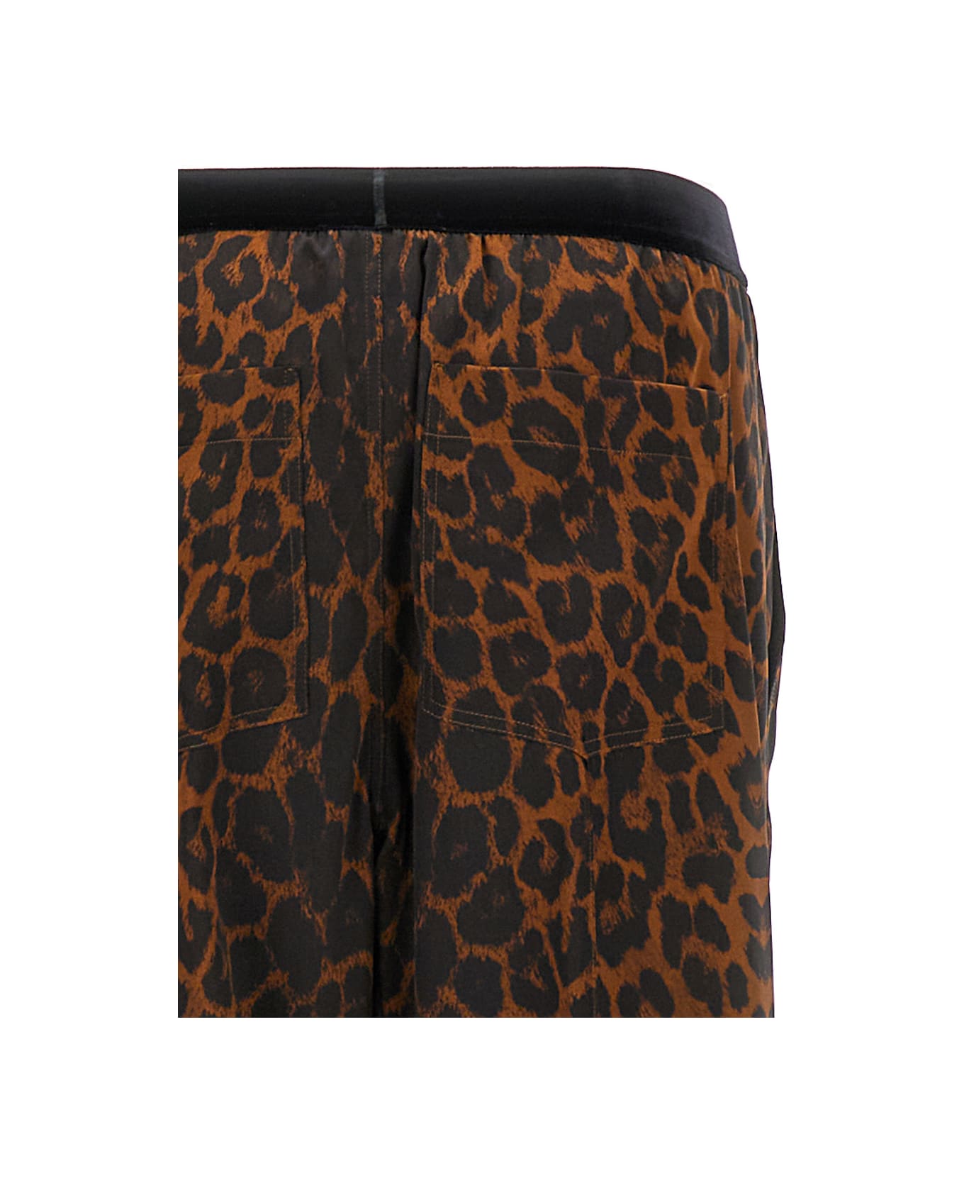 Tom Ford Brown Leopard Print Straight Trousers In Silk Blend Woman - Brown
