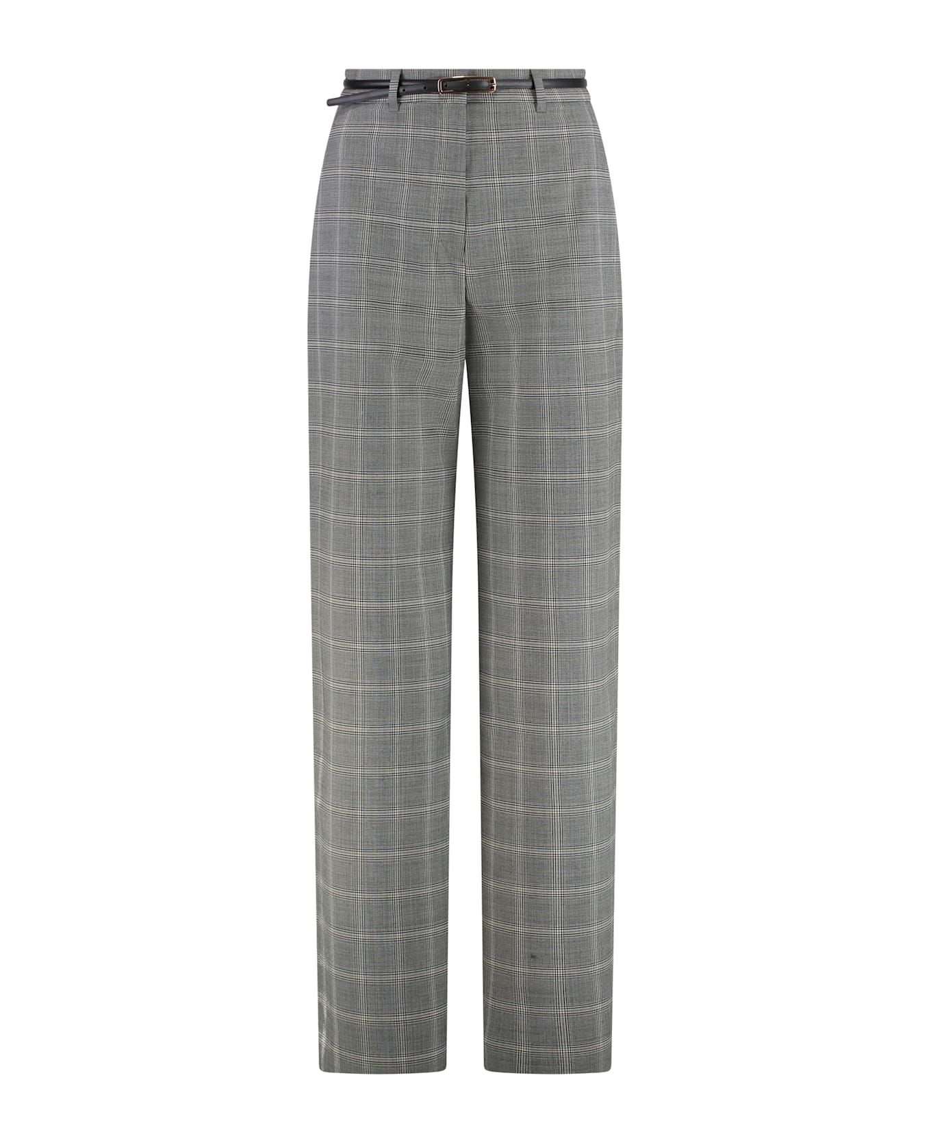 Max Mara Studio Mazurca Prince Of Wales Motif Wool Trousers - grey