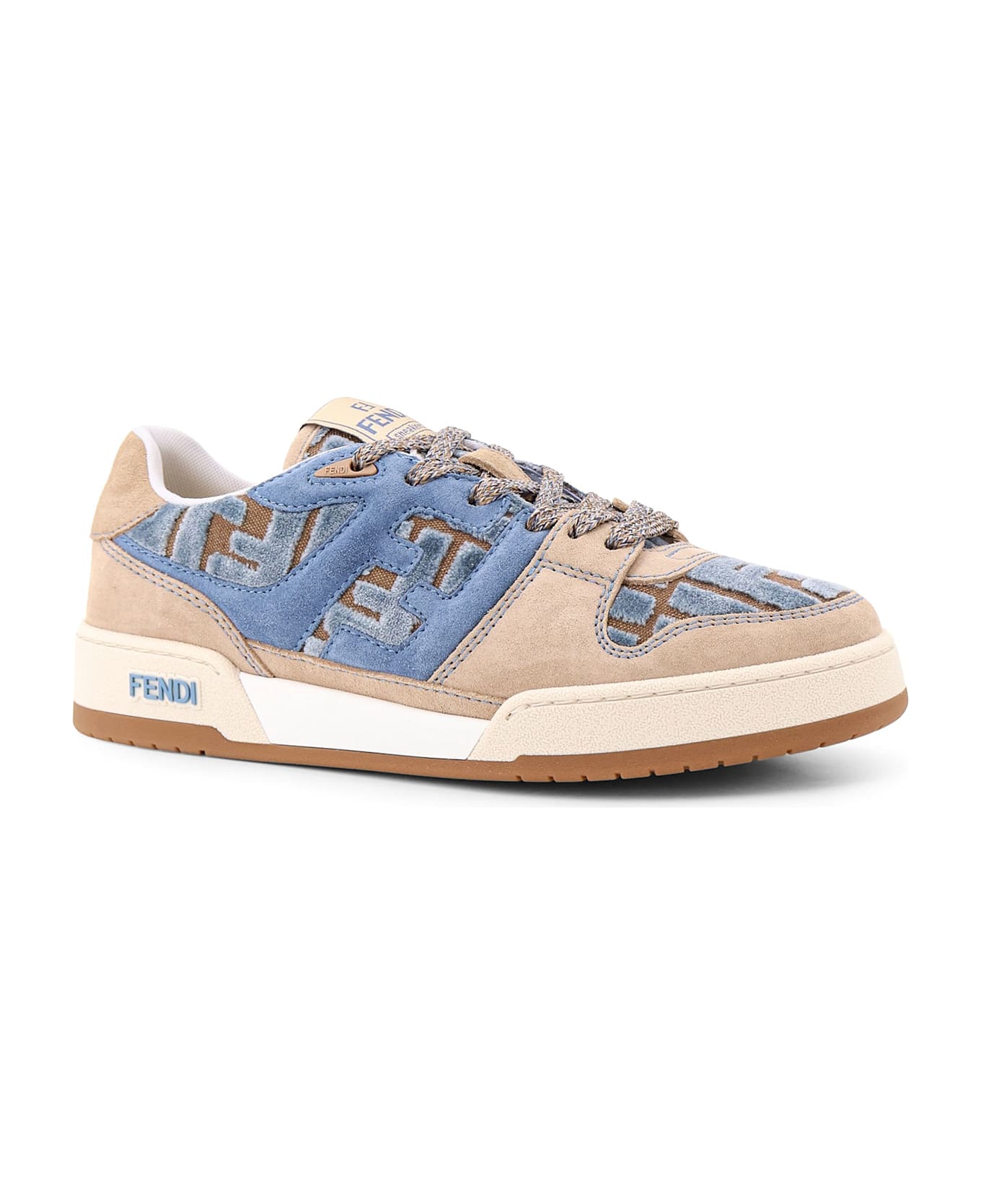 Fendi Suede Sneakers With Ff Inserts - Blue
