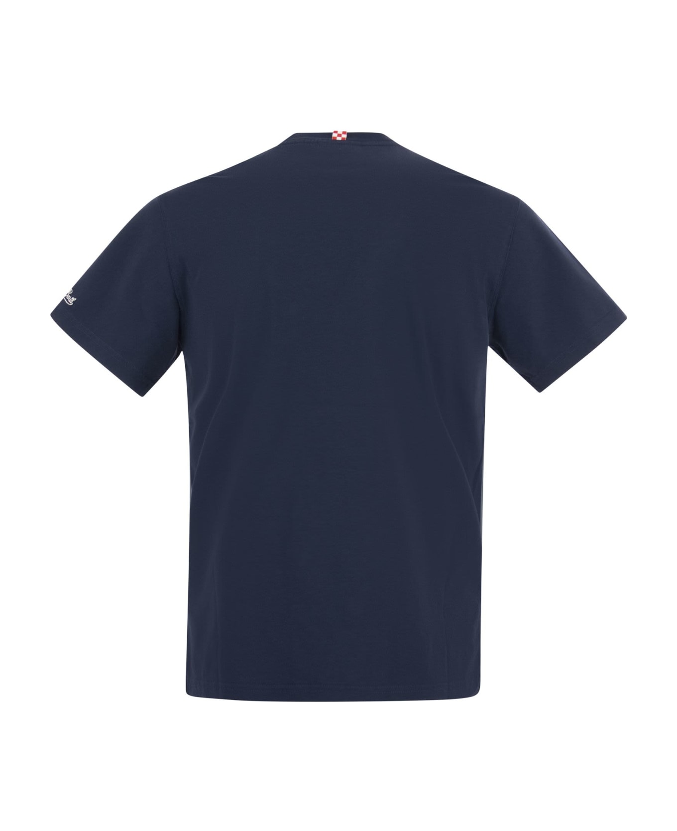 MC2 Saint Barth Cigarette T-shirt With Embroidery On Pocket - Blue