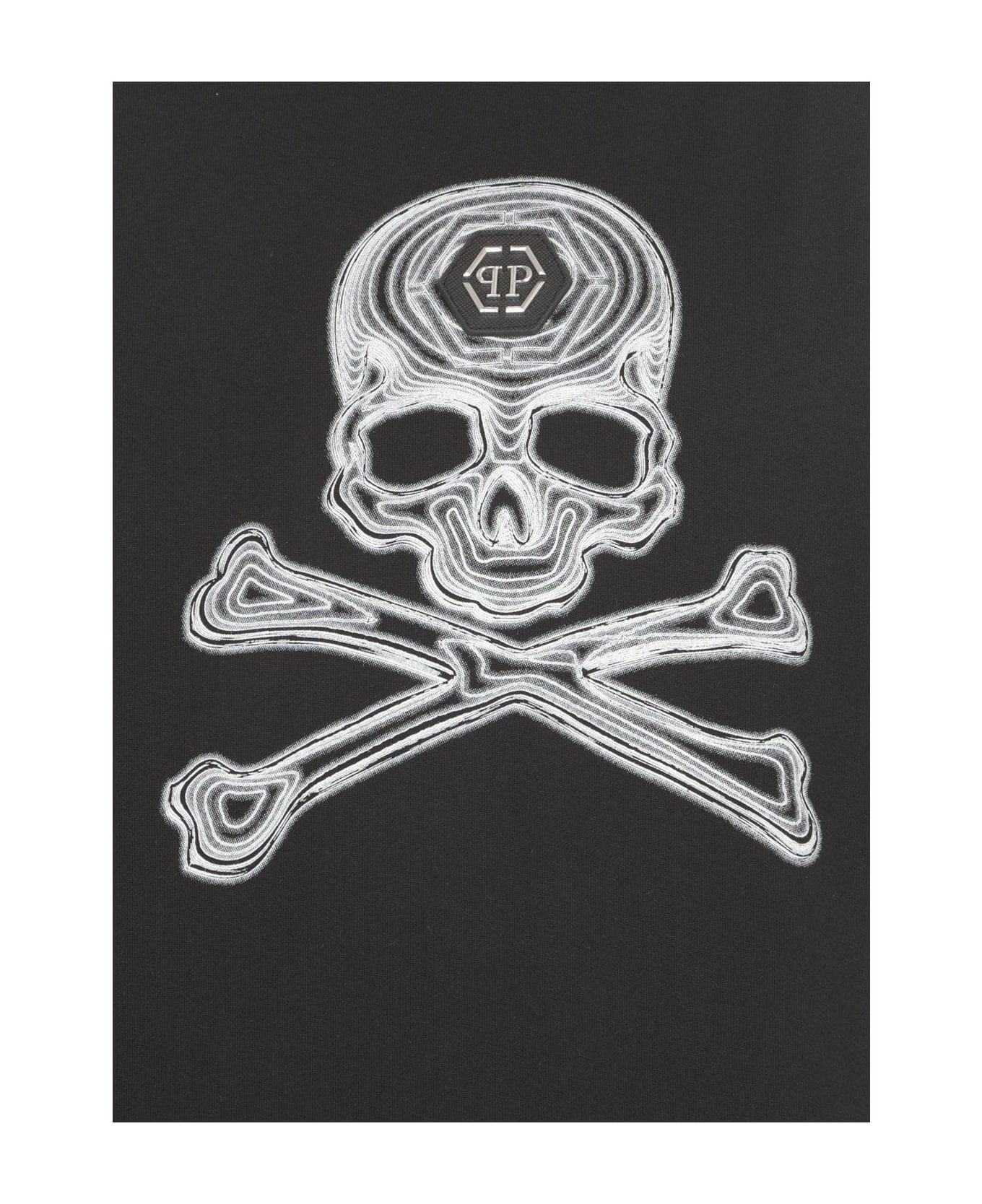 Philipp Plein Skull Bone Printed Crewneck T-shirt - Black