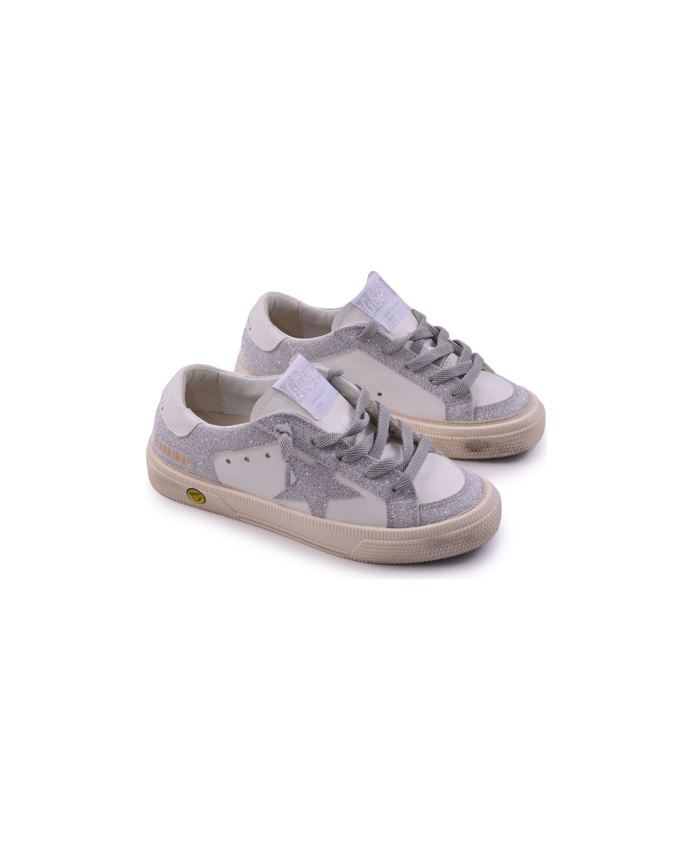 Golden Goose Leather Sneakers With Glitter - White シューズ