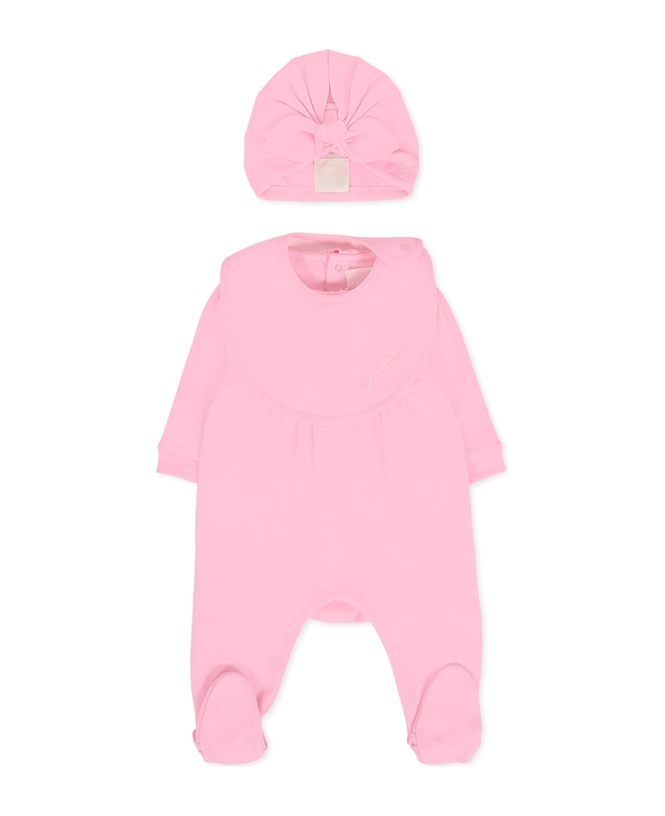Givenchy Pink Babygrow Set For Baby Girl With Logo - Pink