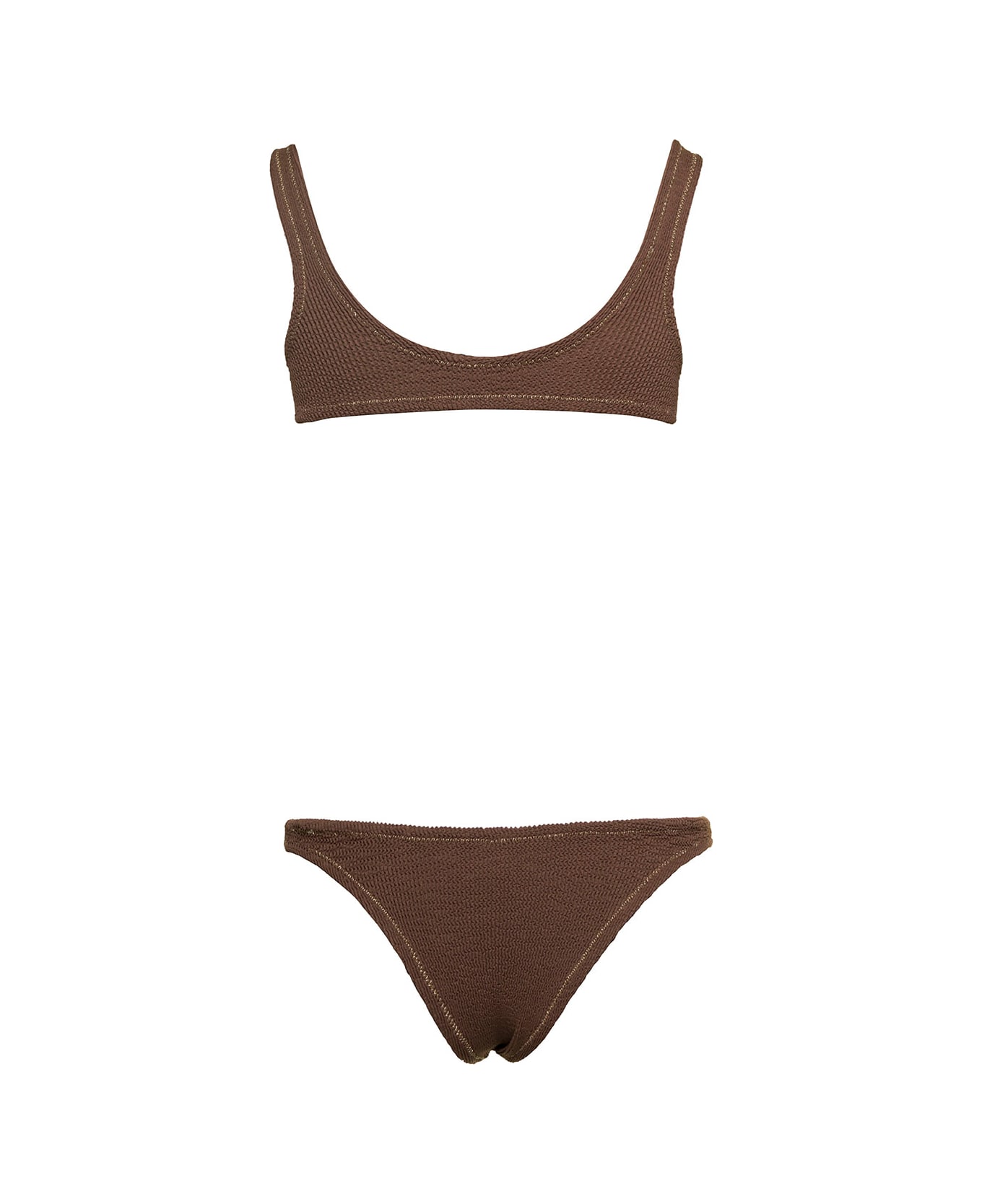 Reina Olga 'ginny' Brown Bandeau Style Bikini Set With High-waisted Bottoms In Polyamide Woman - Brown