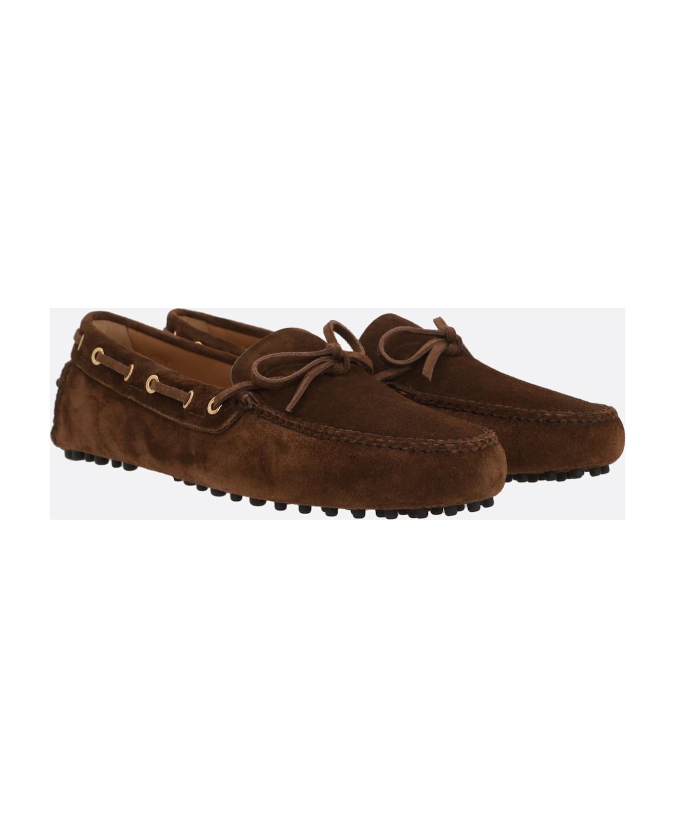 Car Shoe Suede Driving Loafers - BROWN