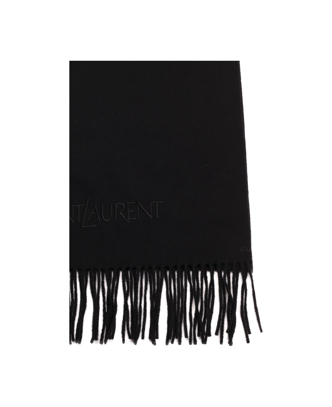Saint Laurent Scarf In Black Cashmere - Black
