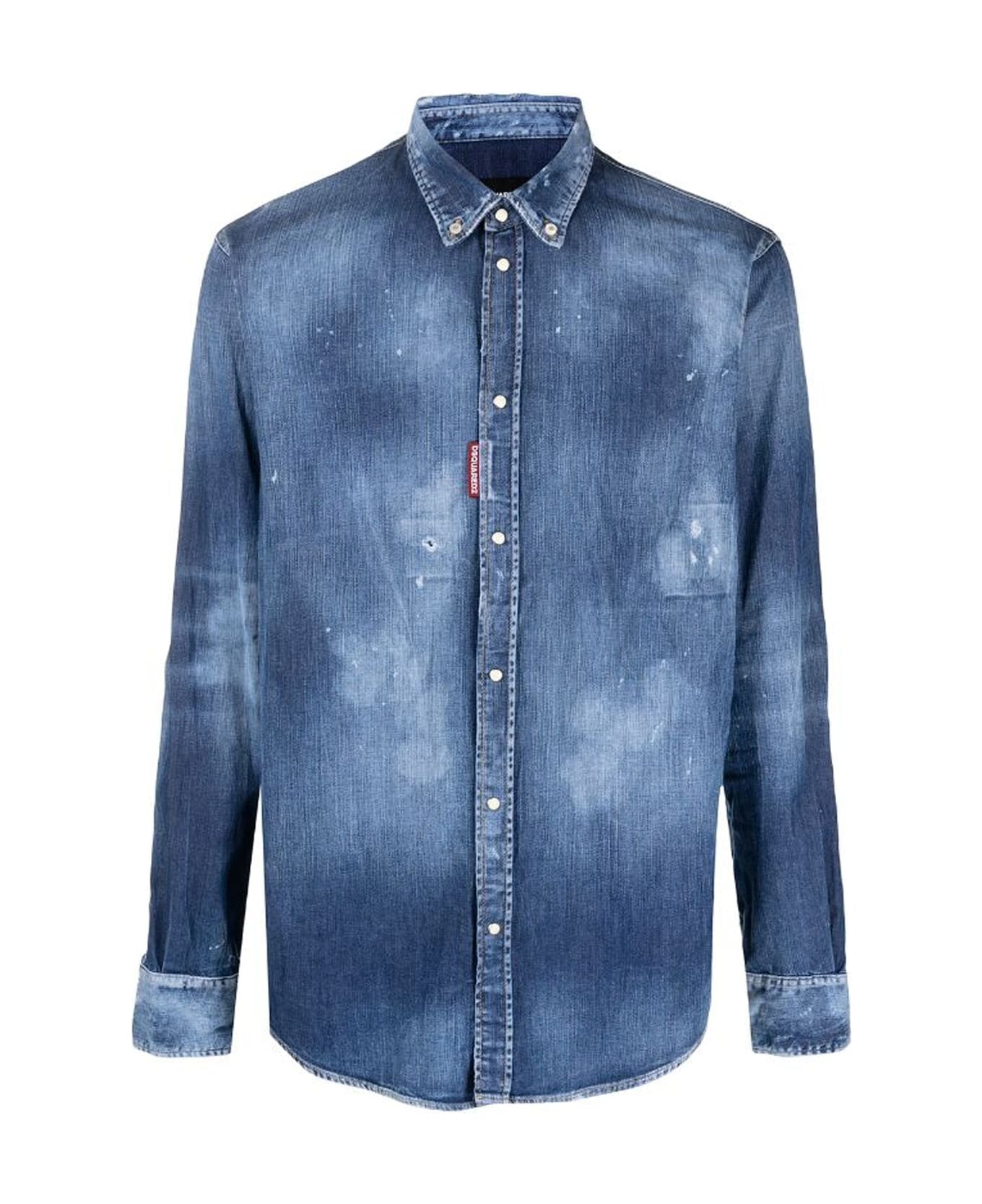 Dsquared2 Distressed Effect Denim Shirt - Blue