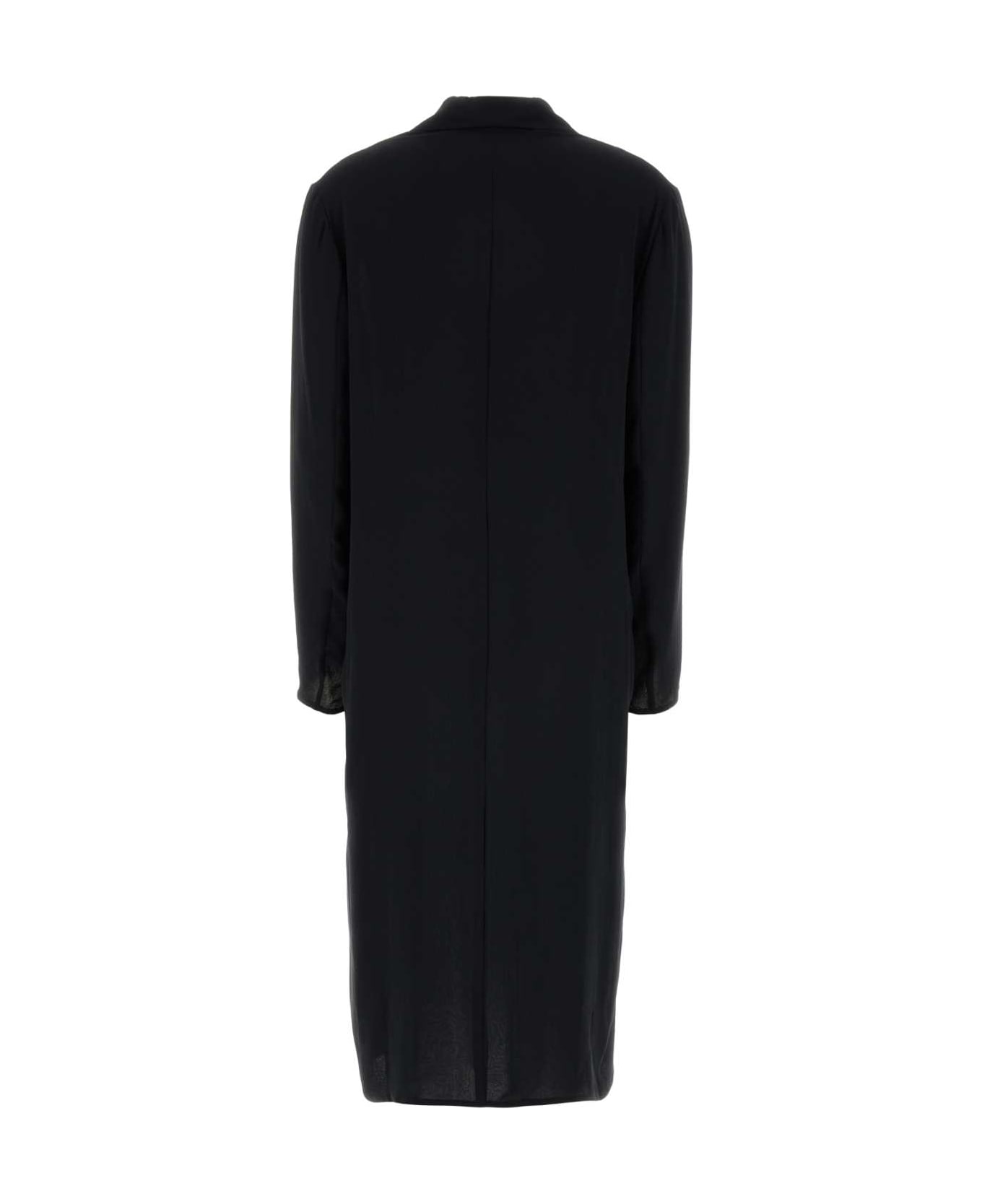 Alberta Ferretti Black Crepe Coat - NERO