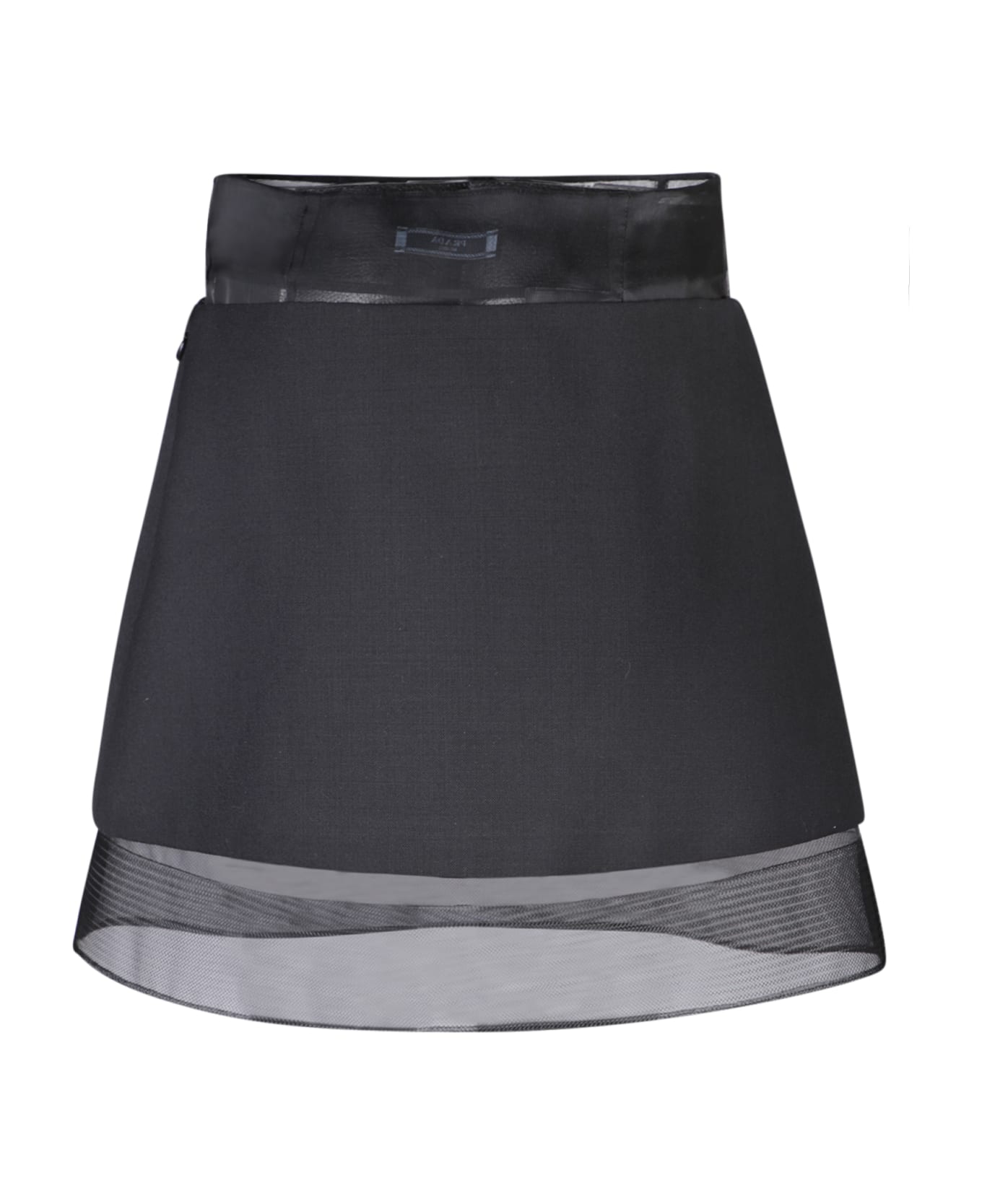 Prada A-line Logo Black Mini Skirt - Black