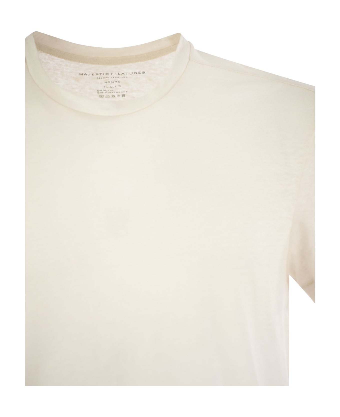Majestic Filatures Linen Crew-neck T-shirt - Cream