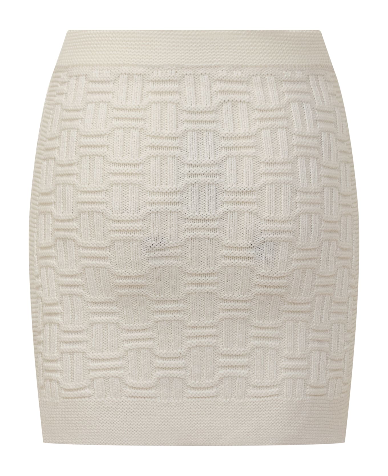 Casablanca Wool Blend Miniskirt - WHITE