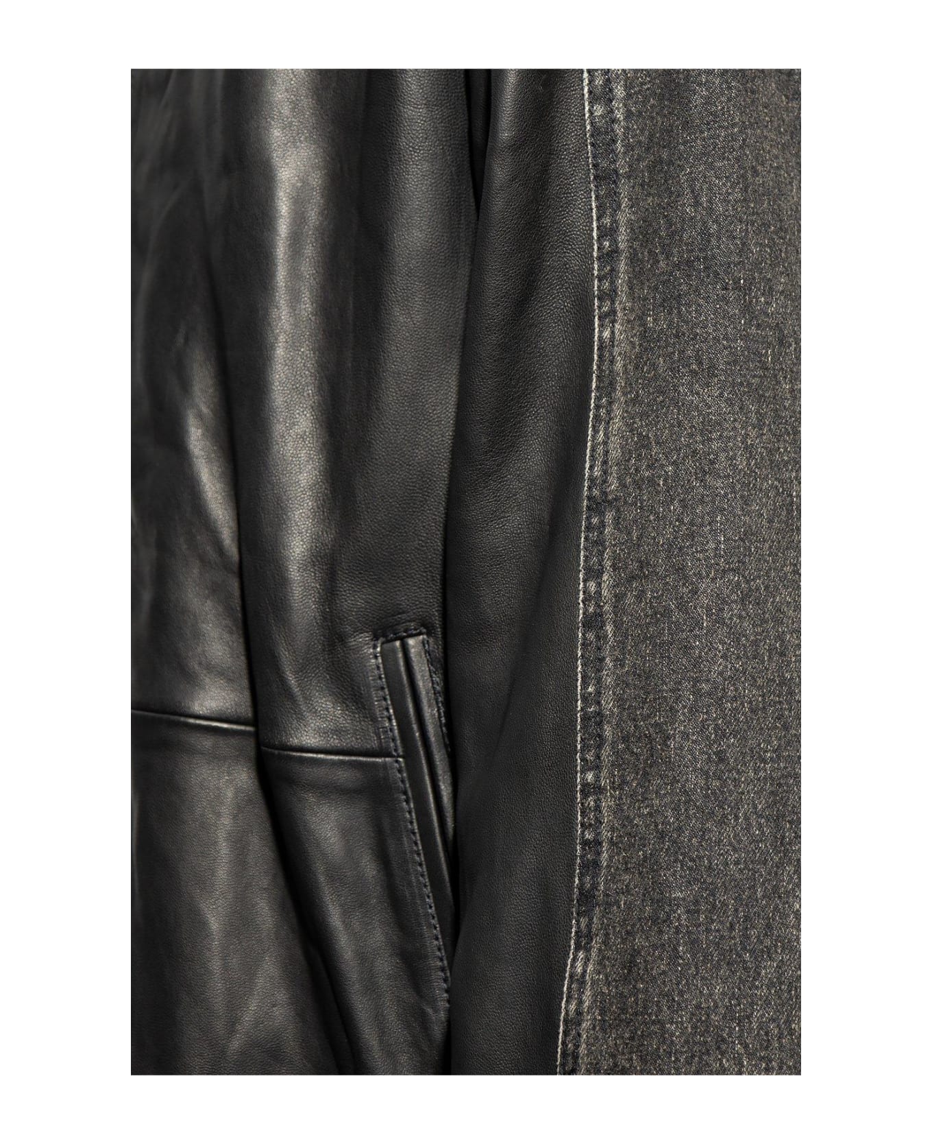 Diesel L-stoller Leather Jacket - Nero grigio レザージャケット