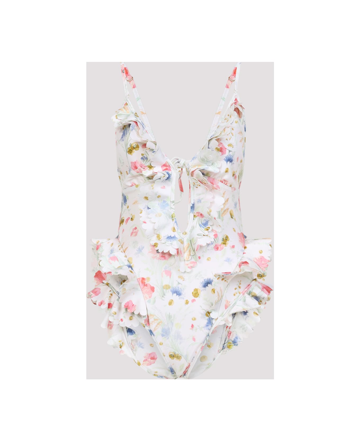 Zimmermann Lucky Waterfall Frill One-piece - Cream Bouquet Floral