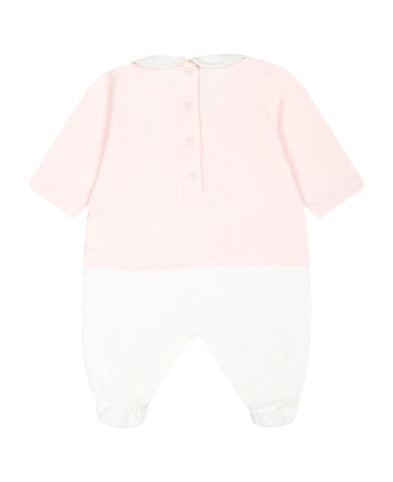 Fendi Pink Babygrow Set For Baby Girl With Fendi Emblem - Pink ボディスーツ＆セットアップ