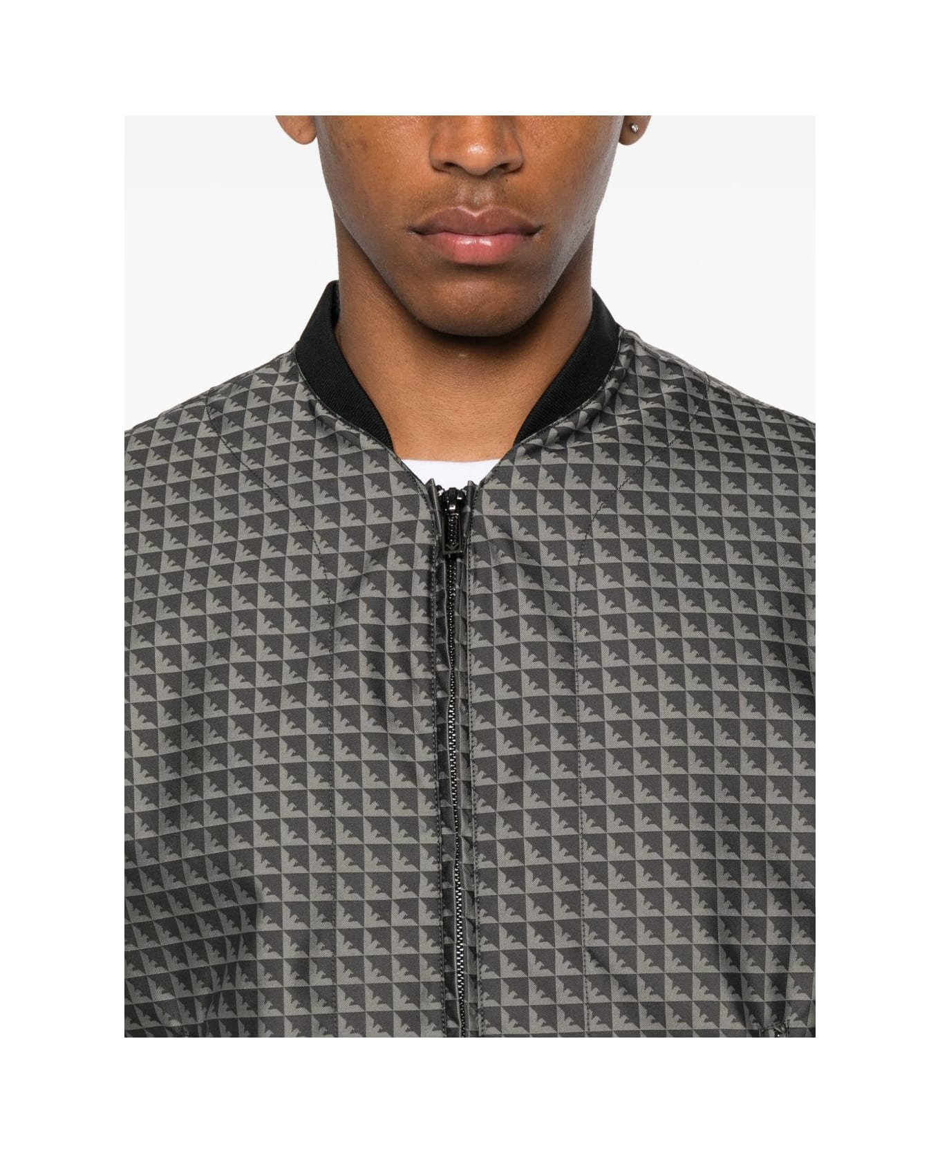 Emporio Armani Allover Logo Bomber Jacket - Black