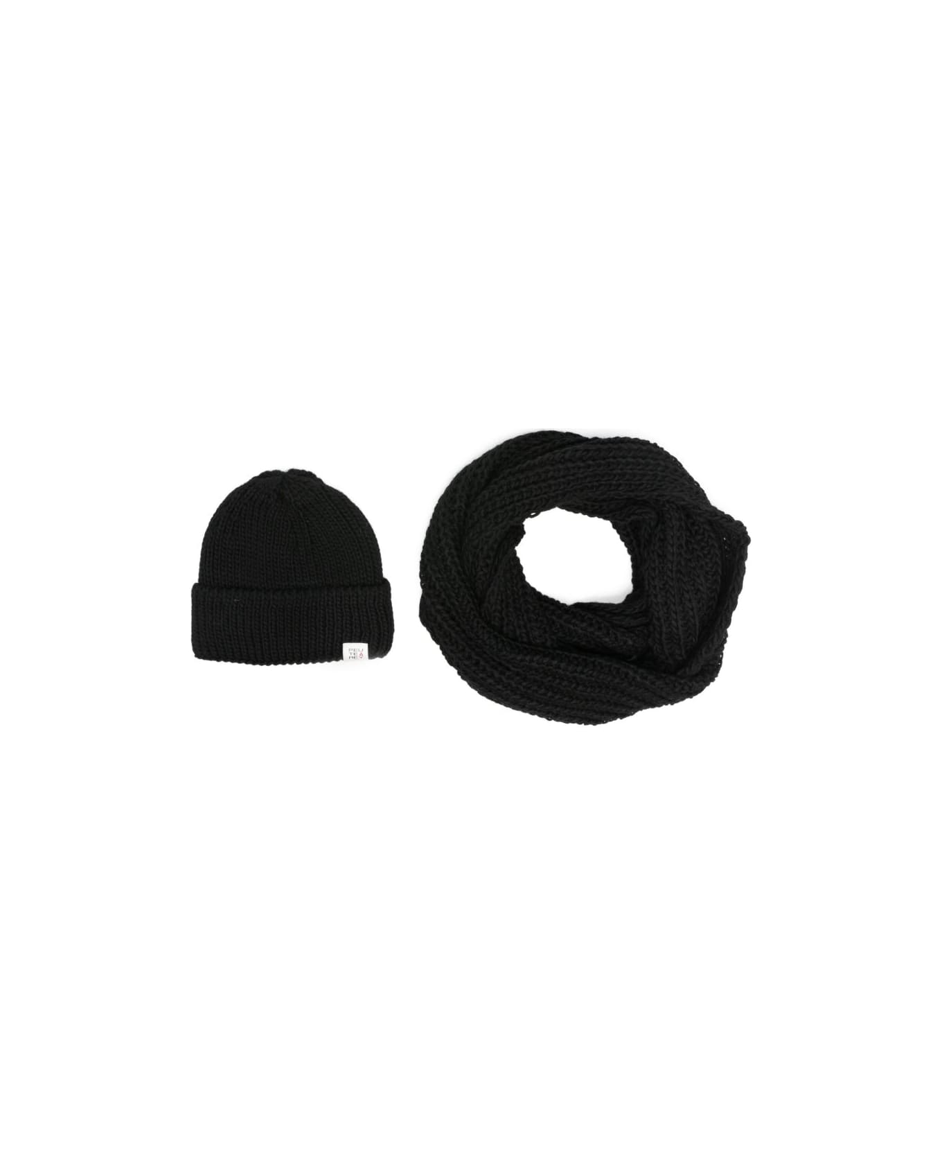 Peuterey Wool Beanie And Scarf Set - Black