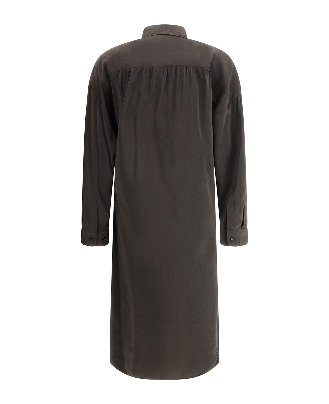 Lemaire Silk Chemisier Long Dress - Dark Espresso