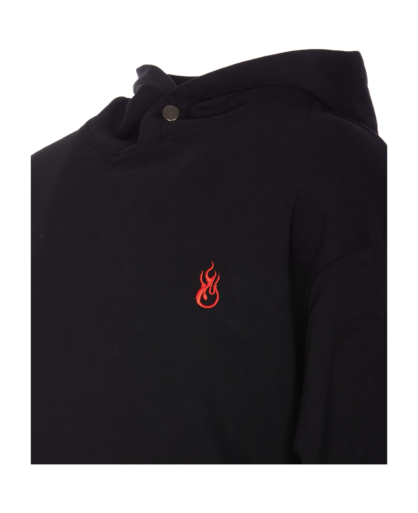 Vision of Super Hoodie With Flames Logo - Black フリース