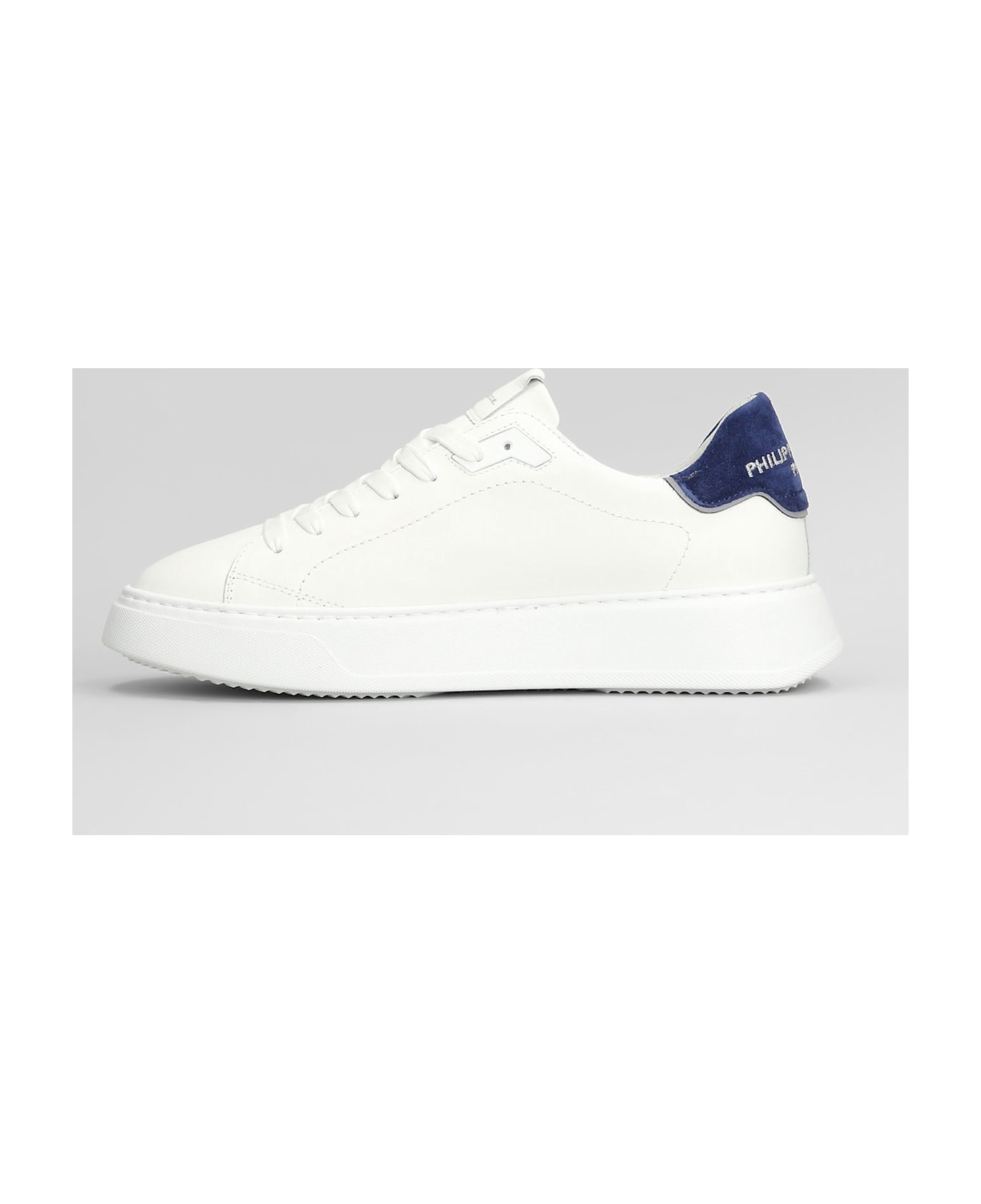 Philippe Model Temp Low Sneakers In White Leather And Fabric - white
