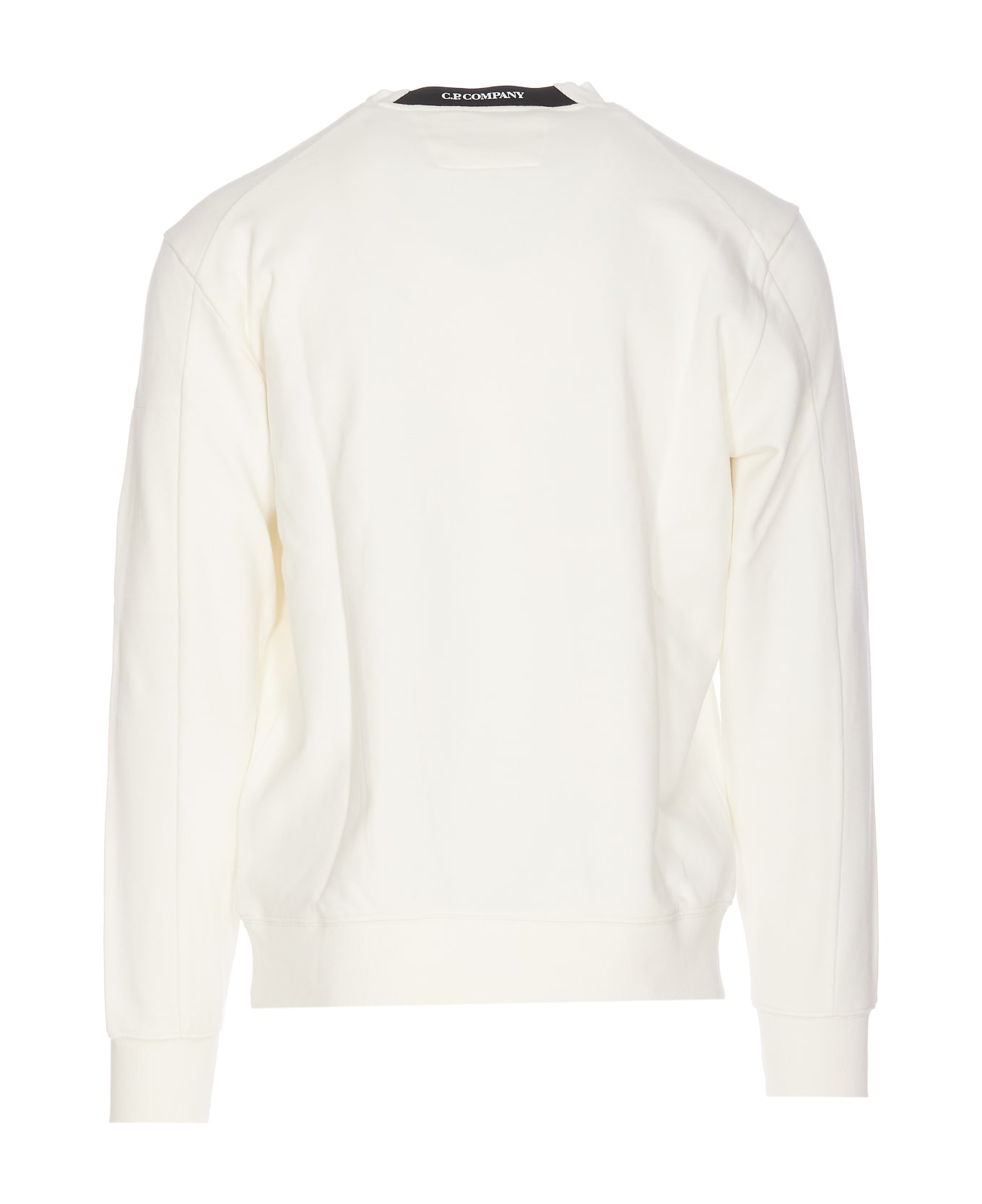 C.P. Company Diagonal Raised Fleece Logo Sweatshirt - White