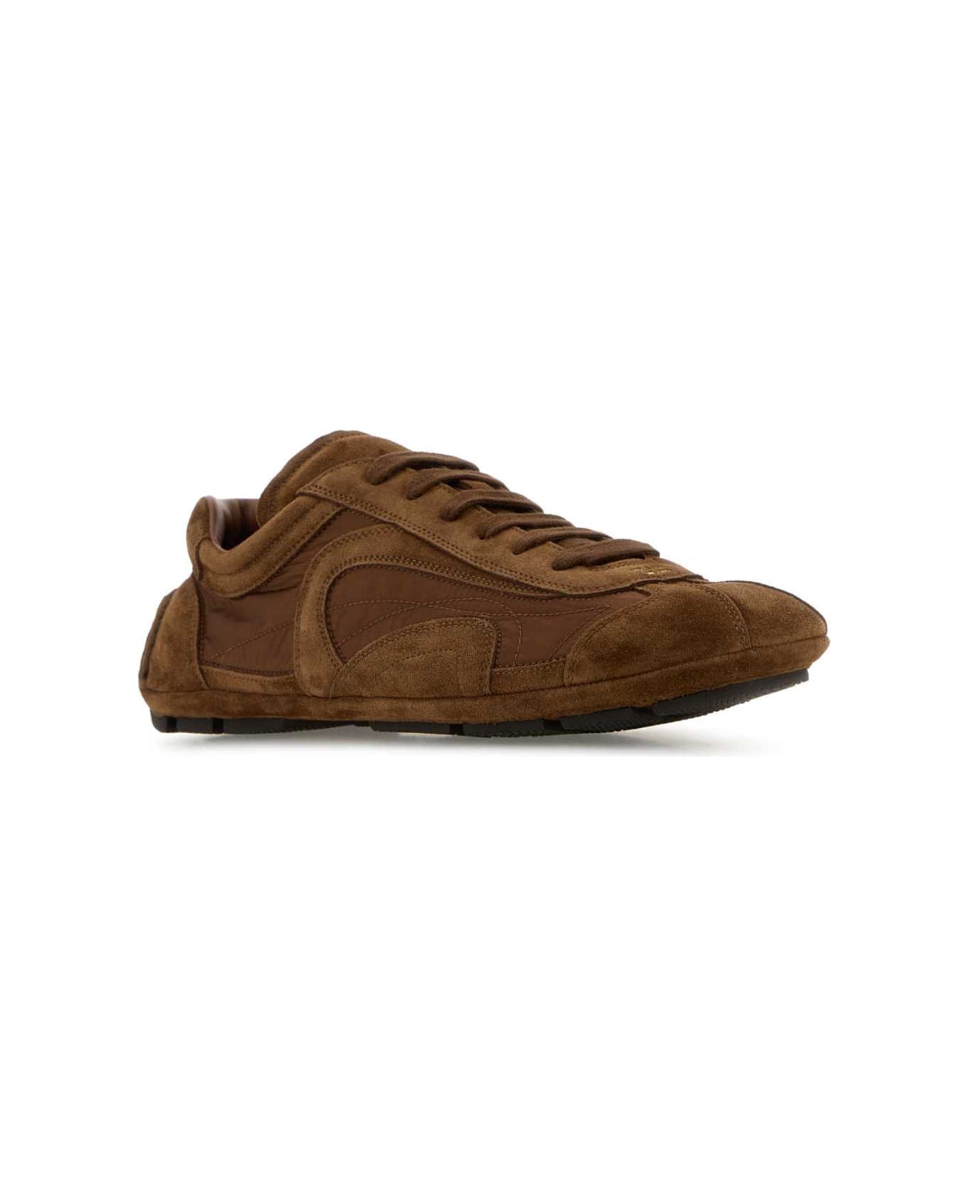 Prada Brown Suede And Re-nylon Montecarlo Re-edition 2005 Sneakers - PALISSANDRO