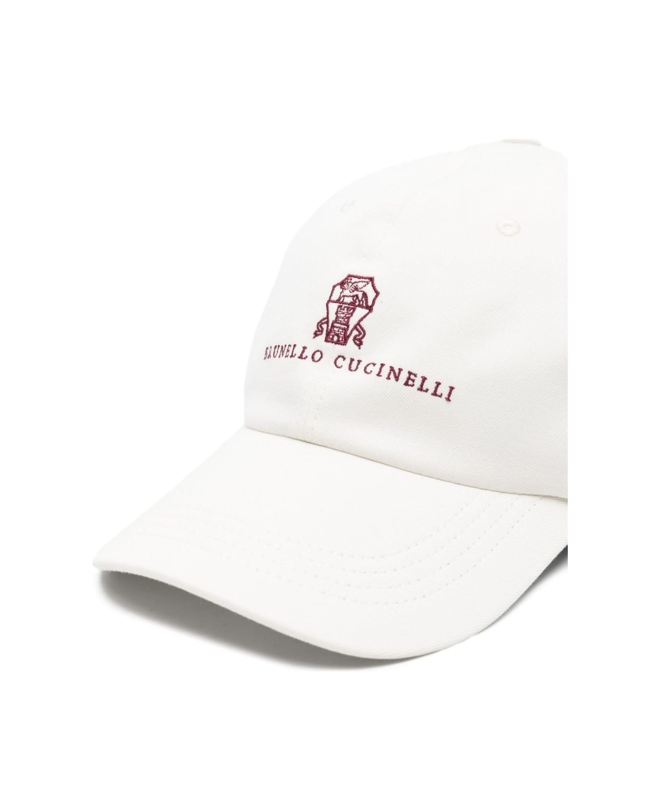 Brunello Cucinelli Logo Cotton Baseball Cap - White