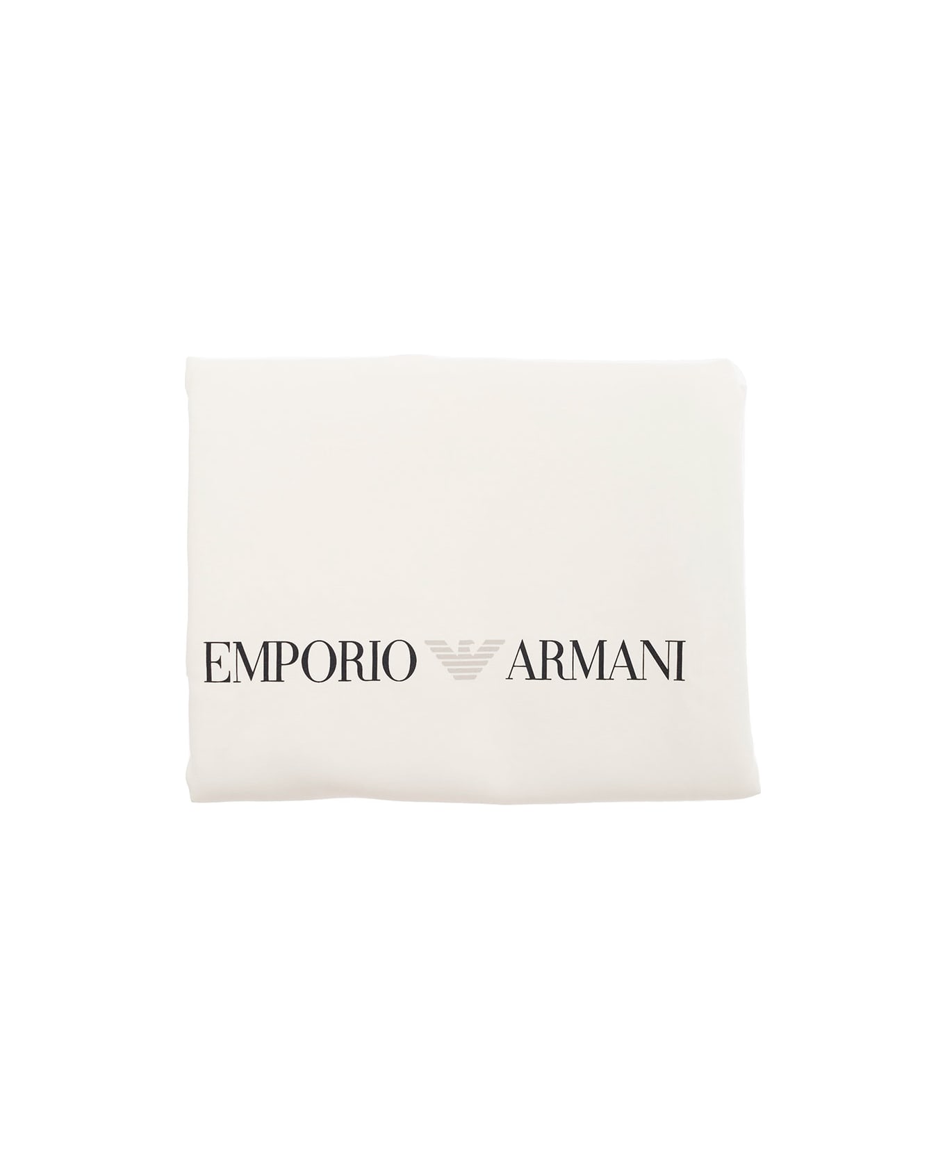 Emporio Armani White Blanket With Contrasting Logo Detail In Cotton - White